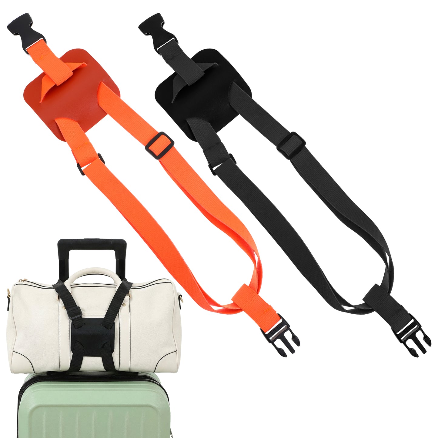 2Pcs Luggage Straps For Suitcases Adjustable Travel Belt with Magnetic Quick-Release Hands-Free Travel Strap Elastic Travel Accessories, Lightens Load Secures Multiple Bags Lightweight for Effortless