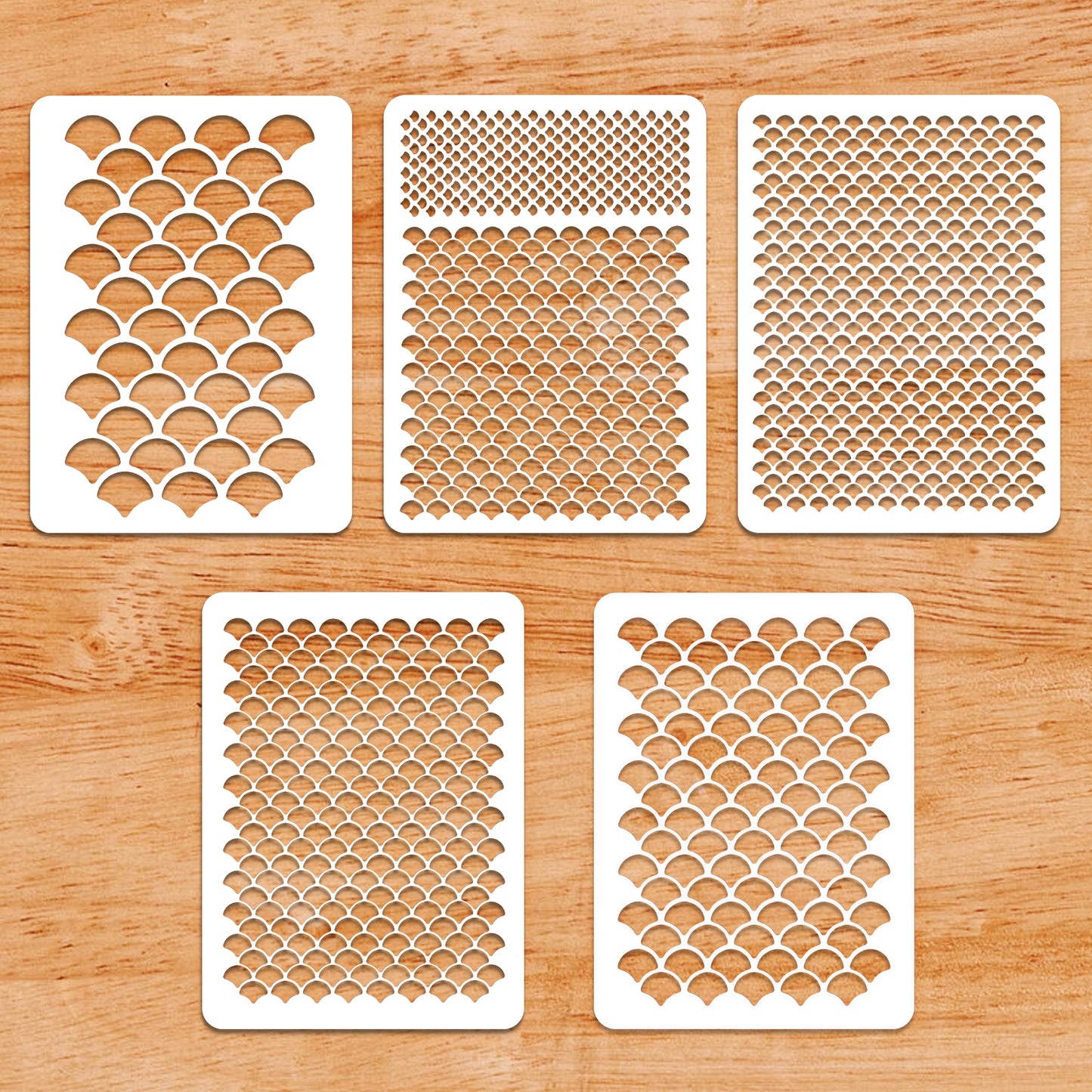 Ymapinc 5Pcs Mermaid Makeup Stencil for Women, Fish Scale Stencils for Costume Accessories, Reusable Cute Girl DIY Face Paint Templates Makeup Cake Decorating Craft