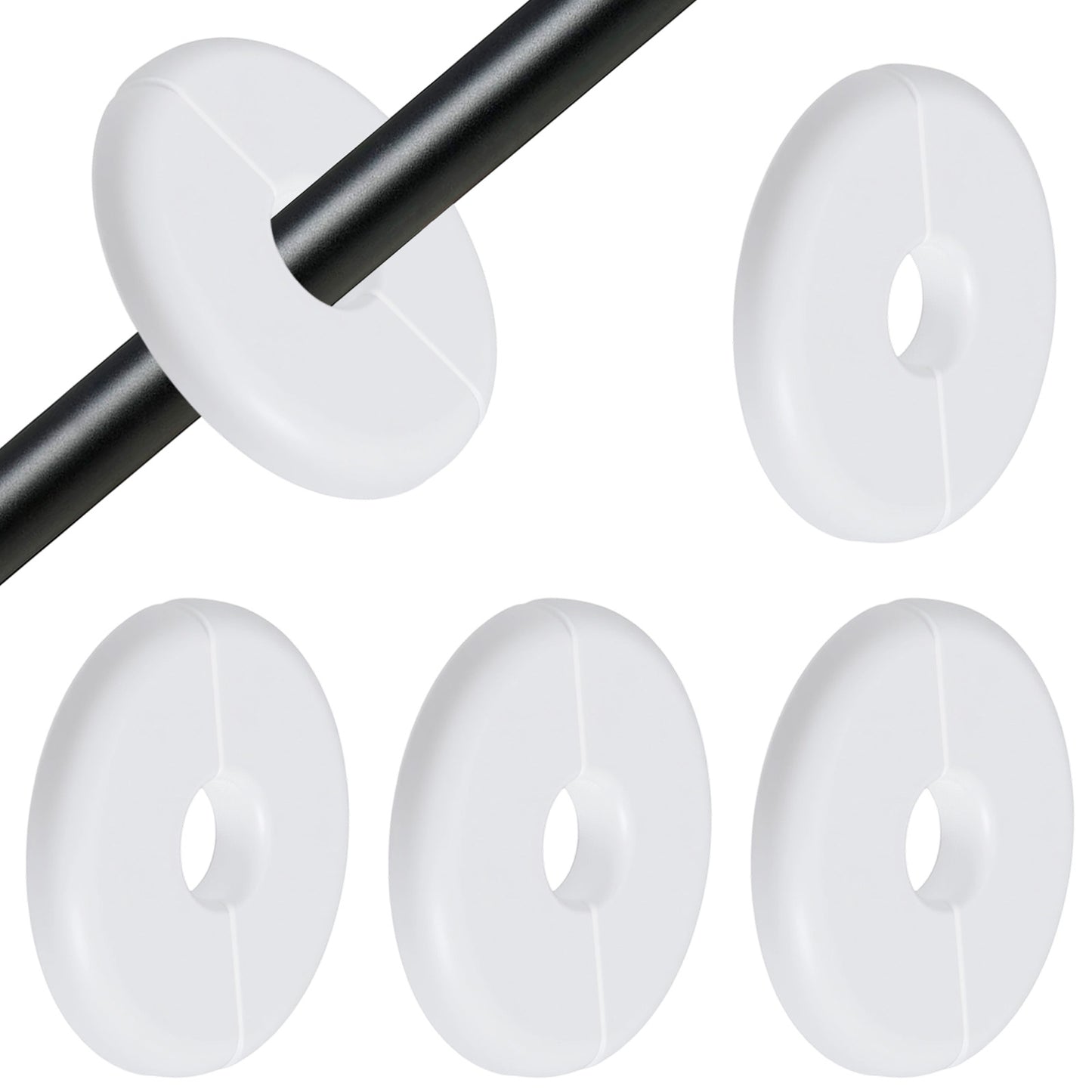 4Pcs Wall Grommets for Cables, Wall Split Flange, Self-Adhesive Water Pipe Walls Hole Decoration, Escutcheon Plate, Cable Pass Through Walls Grommet, White ABS Pipe Covers for Bathroom