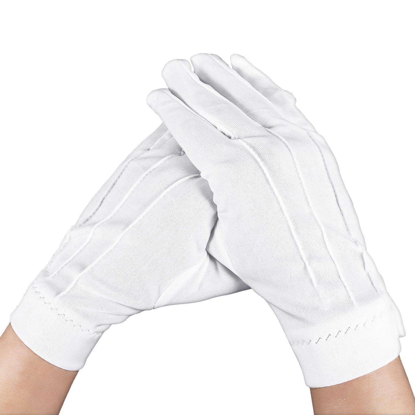 Mabor White Gloves Costume Women Men Gloves with Grip Non-Slip Gloves Parade Gloves Formal Marching Uniform Gloves Costume Uniform Police Gloves with Snap Cuff(1 Pairs)