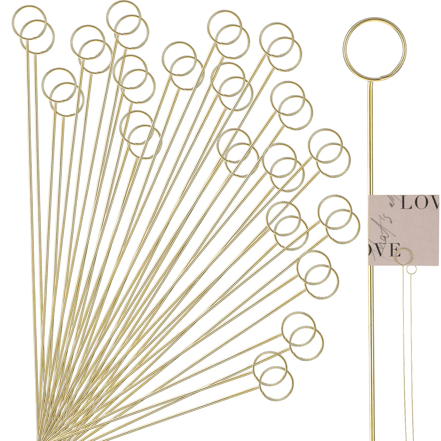 Mabor 40Pcs Metal Floral Place Card Holder, Flower Pick Clips Table Number Holders, Gold Metal Card Picture Holder Pick for Flower Arrangement Wedding Party Birthday DIY Gift