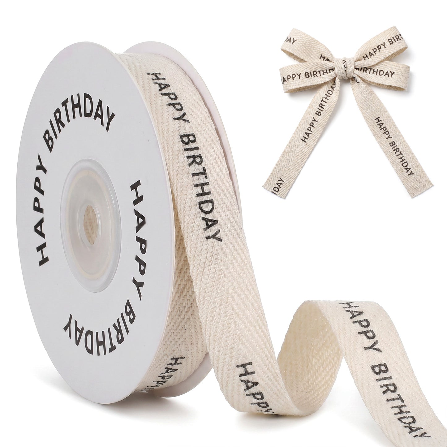 RAHHLIZS Happy Birthday Ribbon, 5/8 Inch x 10 Yards Gift Wrapping Ribbon for Gift Wrap Bows, Polyester Ribbon for Crafts and Decorations
