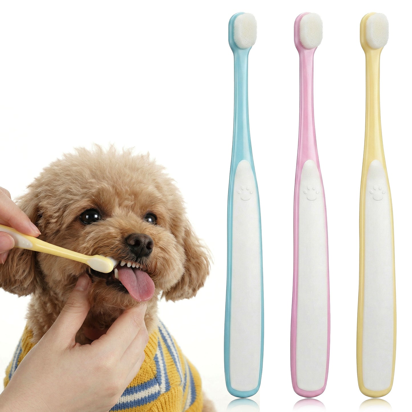 RAHHLIZS 3 Pack Small Dog Toothbrush Ultra Soft Dog Cat Tooth Brush for Small Breed Dogs, Nano Bristle Puppy Kitten Tooth Brush for Pet Teeth Cleaning Toothbrush Easy Dental Cleaning