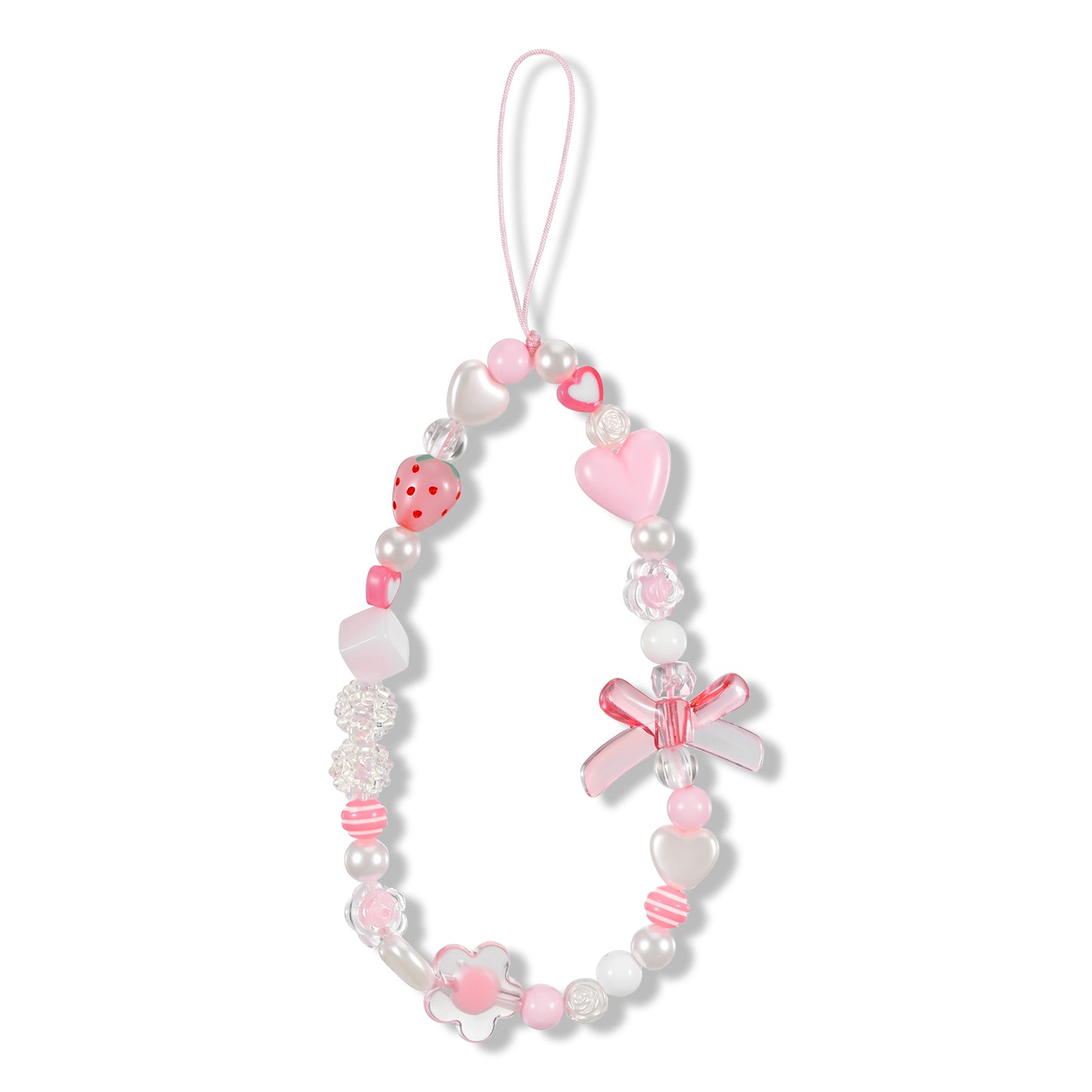 Ouligay Pink Phone Chain Beaded Phone Charm Strap Cute Camera Strap Wrist