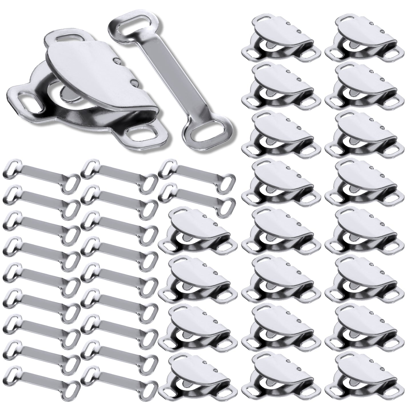 20 Sets Metal Sewing Hooks and Eyes Closure Kit, Brass Sewing Hooks for Pants, Skirts, Dresses, DIY Clothing Craft (Silver)