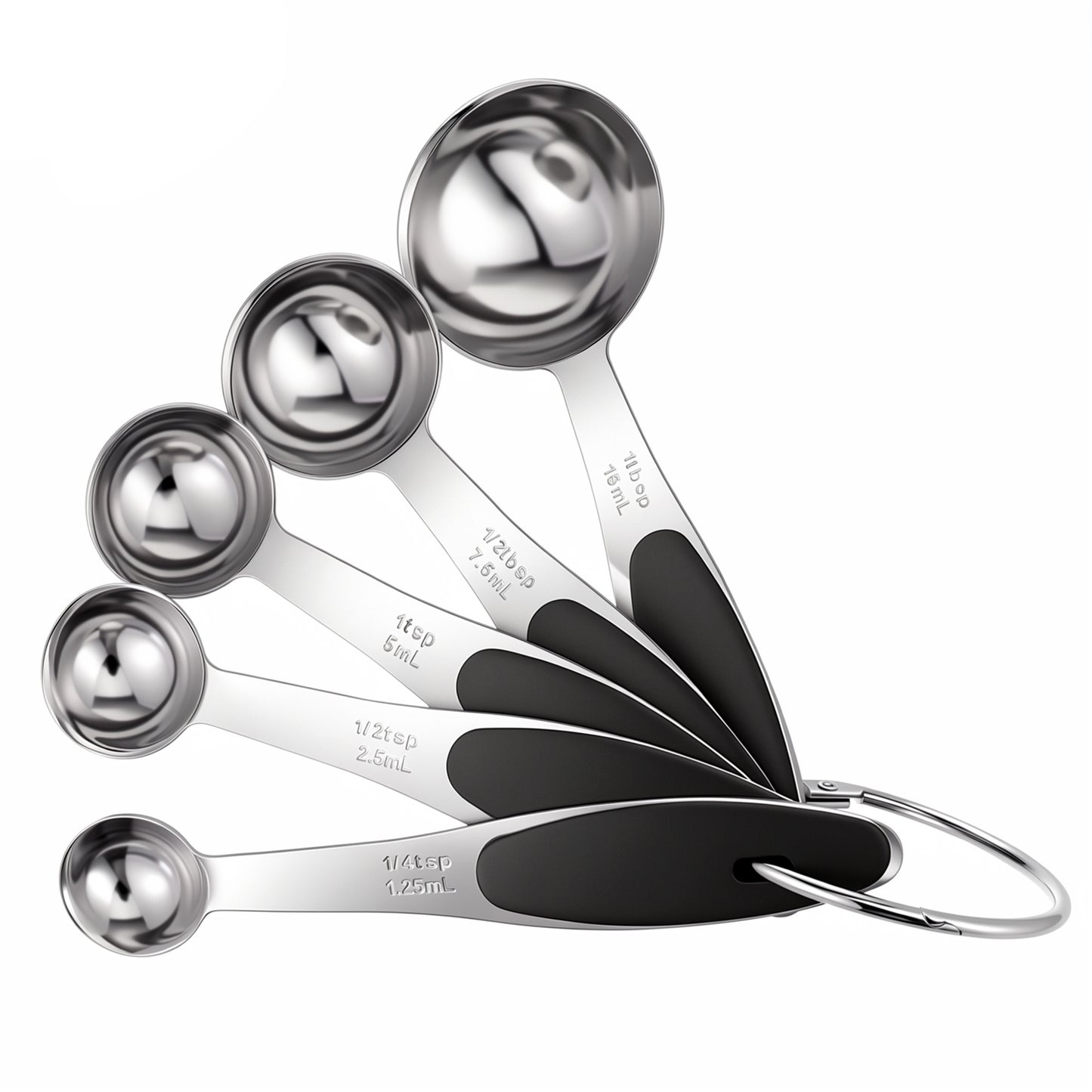 5Pcs Stainless Steel Measuring Spoons Set, Metal Measuring Spoons Set, Table Spoon Measure Spoon for Coffee, Teaspoon Scoop Kitchen Gadgets Cooking, Silver
