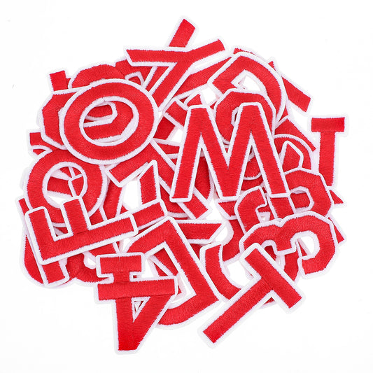 Xinjoduz 72 PCS Letters and Numbers Iron on Patches, Embroidered Patches Alphabet A-Z Number 0-9 Sew on Patches Appliques Iron Patches for Clothing Pants Hats Jeans Jackets Backpacks DIY Crafts(red)