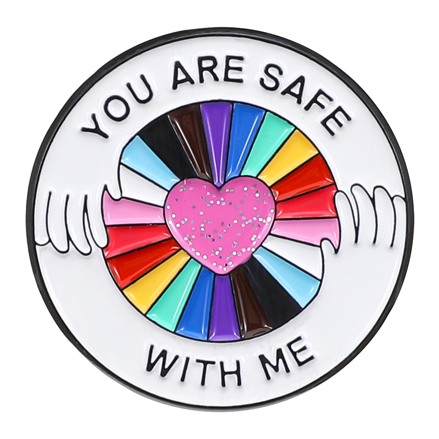 Ymapinc You Are Safe With Me Enamel Pin Badge, LGBTQ Pride Pin, Rainbow Accessories for Lanyard Backpacks Hats, Inspirational Allyship Gift for All Ages