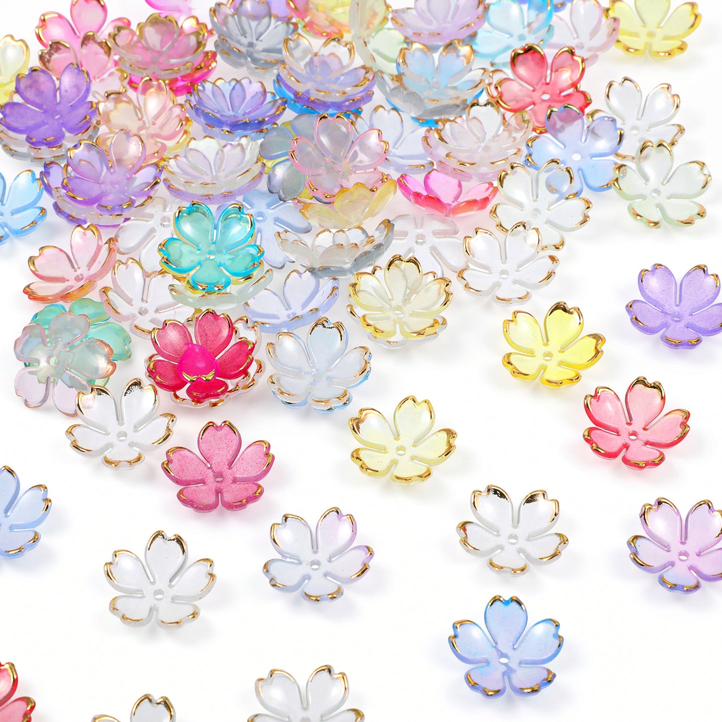 RAHHLIZS 100PCS Flower Charms for Jewelry Making, Multi Colors