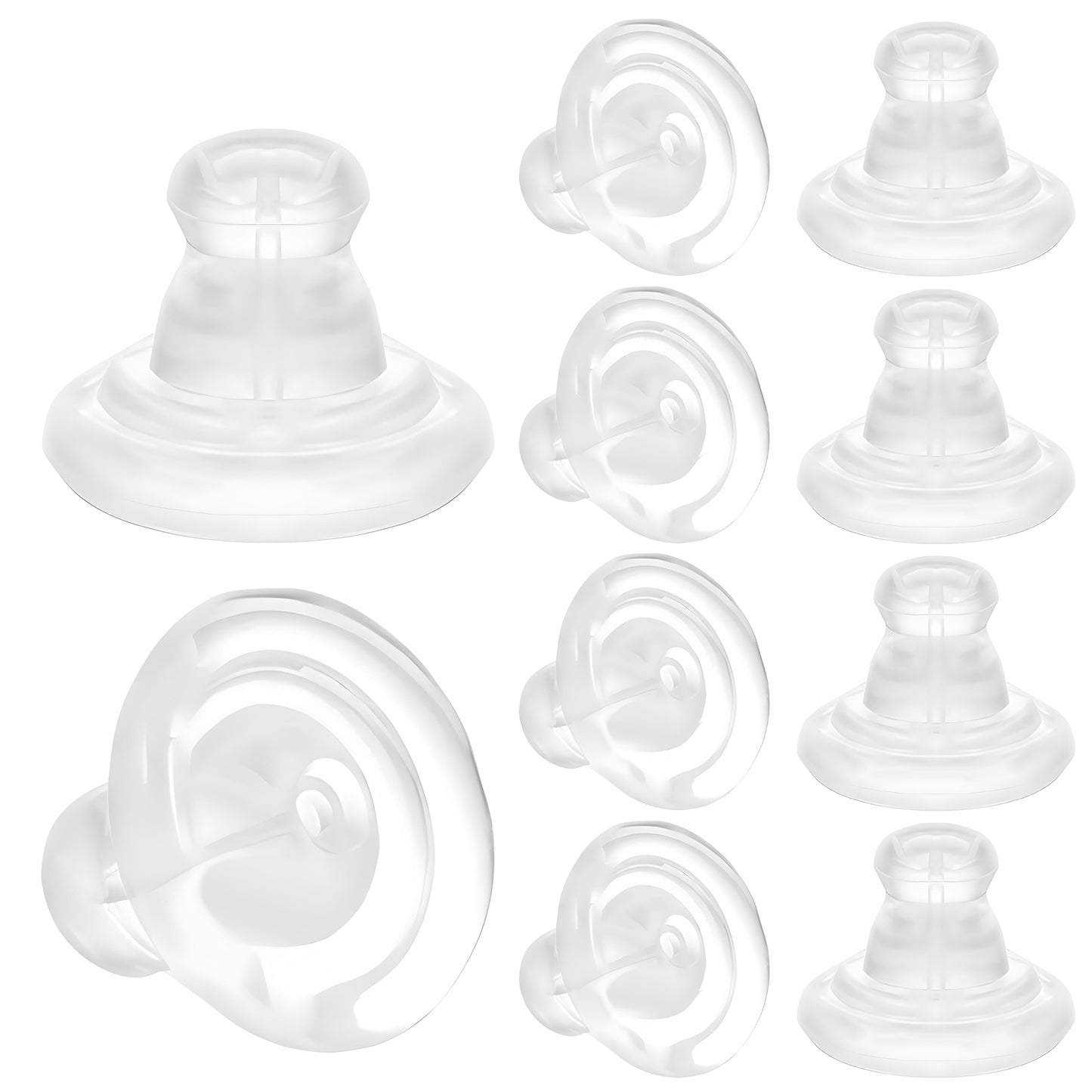 10 Pcs Earring Backs for Droopy Ears Silicone Earring Backs Clear Earrings Back for Heavy Earrings Locking Secure Back for Studs Replacements No-Irritate Soft Clear for Women Men, White
