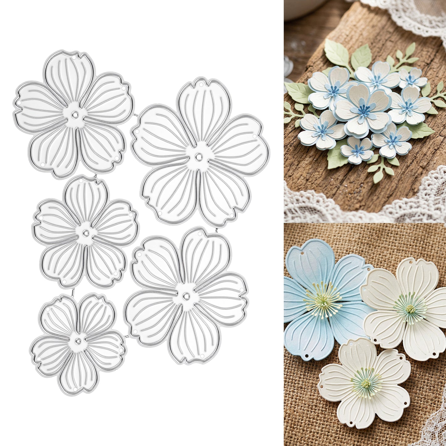 Mabor 3D Flower Metal Die Cuts, Flower Wedding Cutting Dies for Card Making Decorative Cut Stencils for Scrapbook Cutting Dies for Cards DIY Crafts Album Embossing Scrapbooking