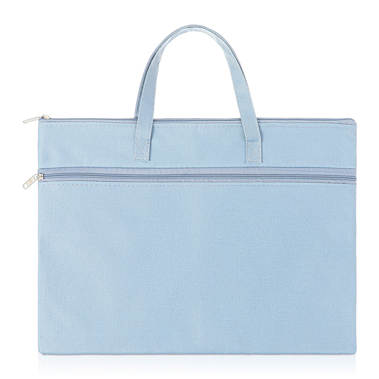 1 PCS Foldable Nylon File Bag 13.19" × 9.25" Reusable Double Pocket Zipper Pouch Waterproof Foldable Document Storage Bag Hand-Held for Drawing Paper Puzzle Project Cross Travel Office (Blue)