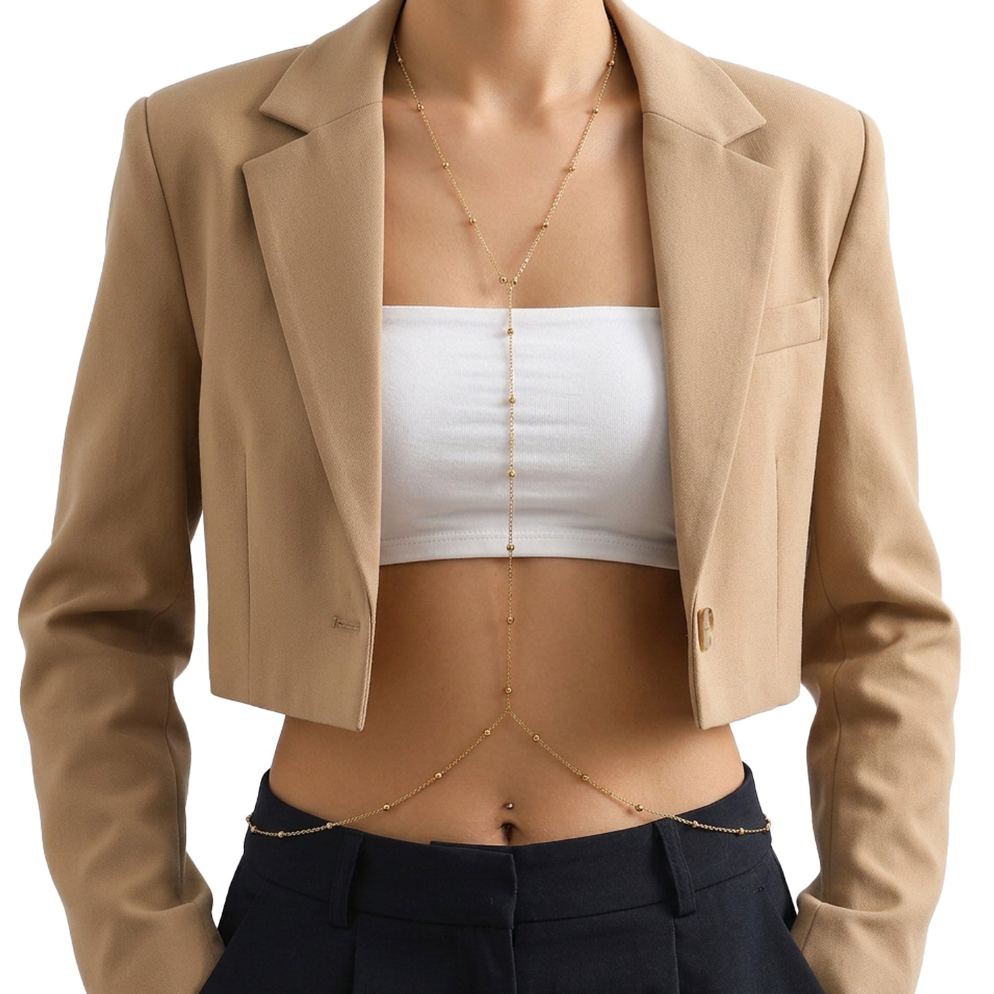 RAHHLIZS Gold Body Chain Jewelry for Women Necklace Crossover Bra Chain Summer Beach Rhinestone Jewelry Waist Belly Chains Body Accessories for Beach Party Nightclub