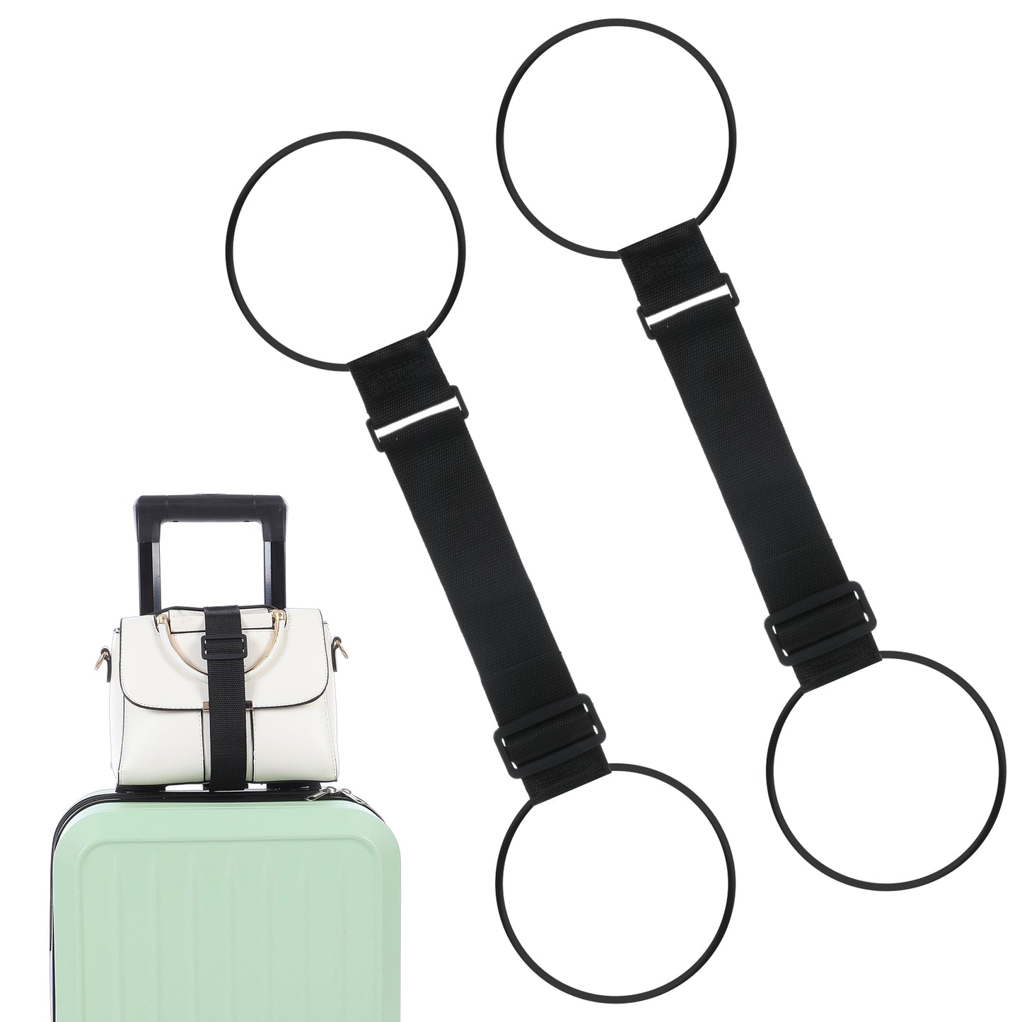 Ouligay 2 Pack Adjustable Luggage Connector Straps for Suitcases Multi-use Strong Luggage Straps Elastic Travel Luggage Belt Strap for Attaching Extra Bags Purse to Suitcase Handle