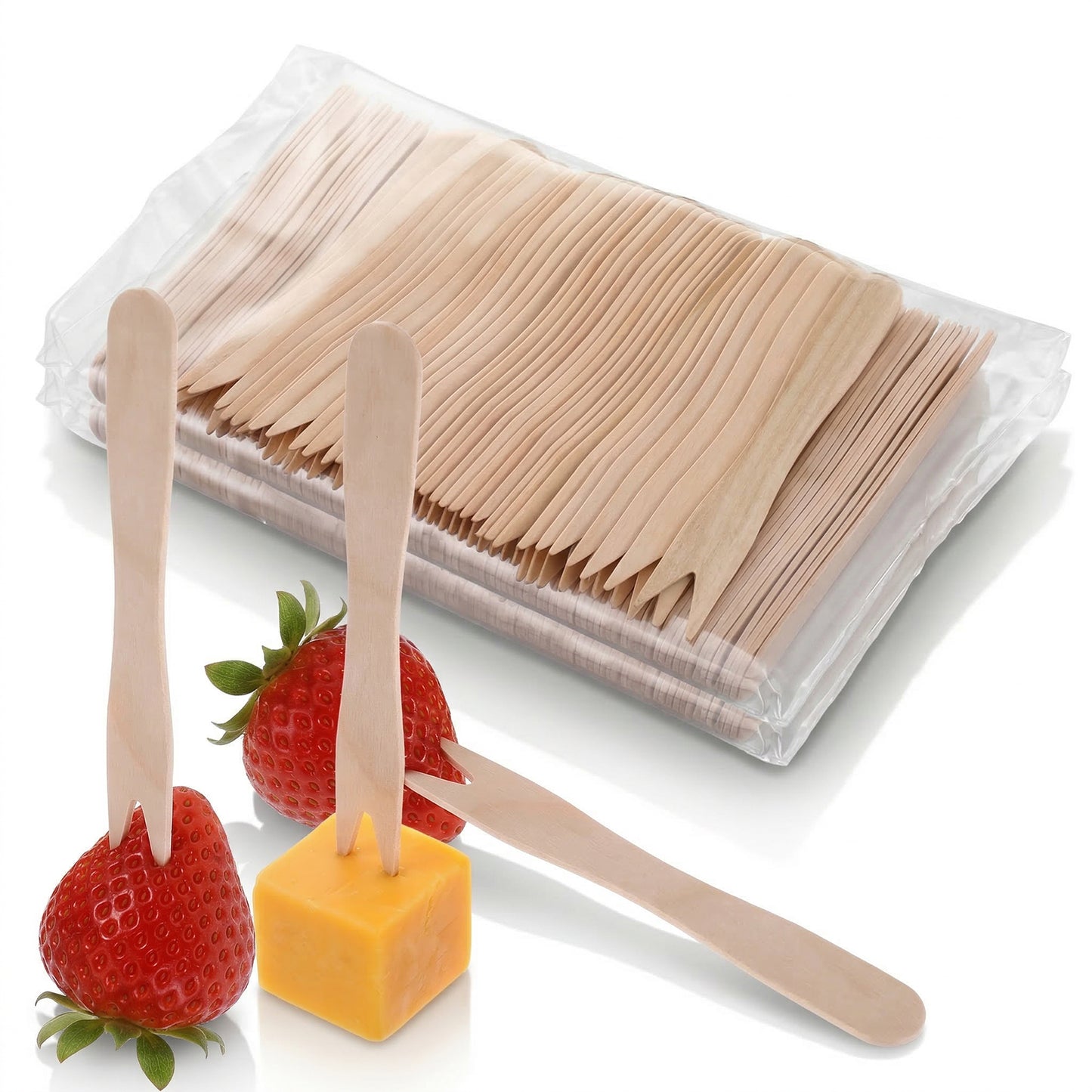 200PCS Disposable Wooden Forks, 3.3" Mini Wood Forks for Eating, Camping, Party, Wedding and Family Gatherings