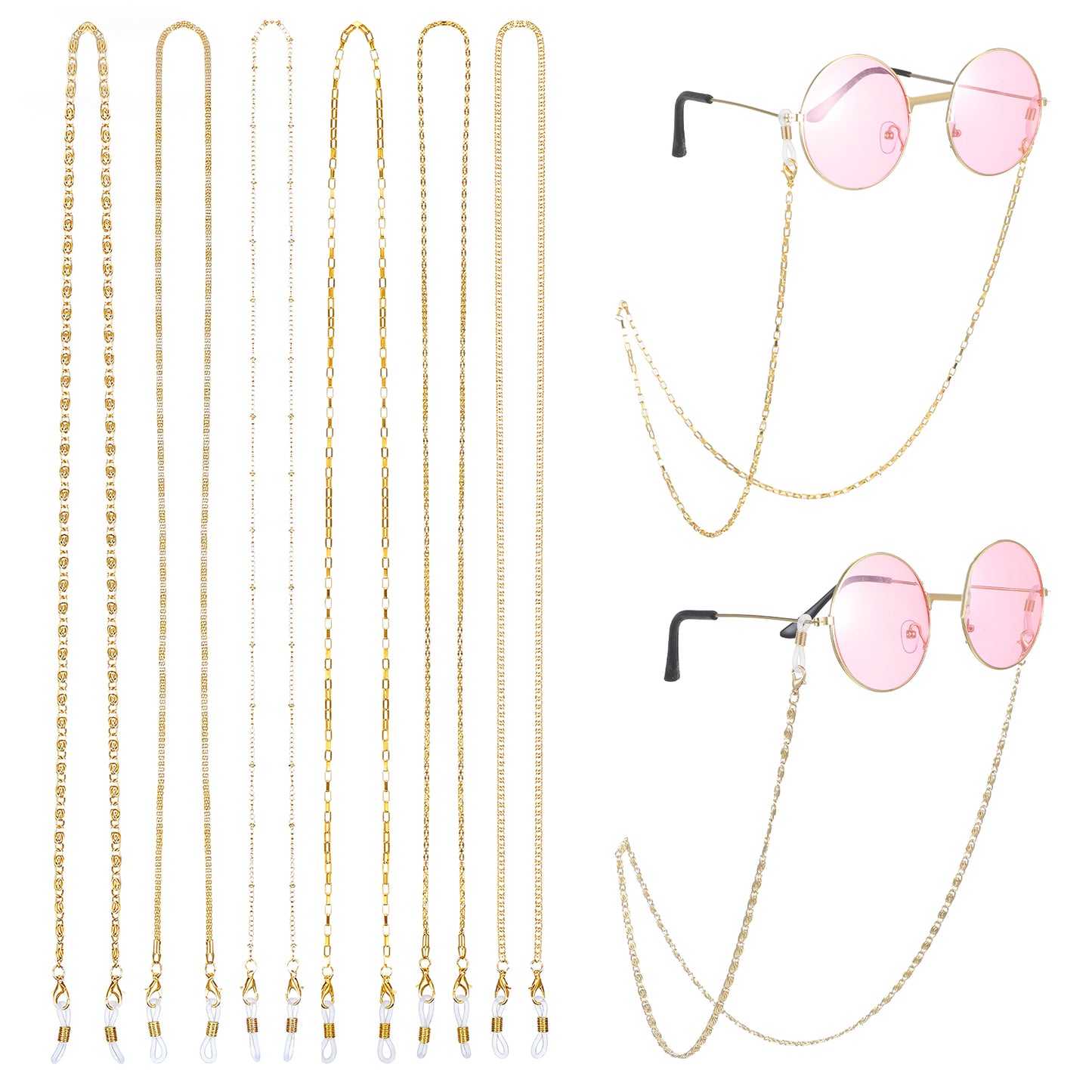 RAHHLIZS Glasses Chain Eyeglass Chains for Women Stylish Chain for Glasses Sunglasses Strap Eyeglass Strap for Women 6Pcs Gold