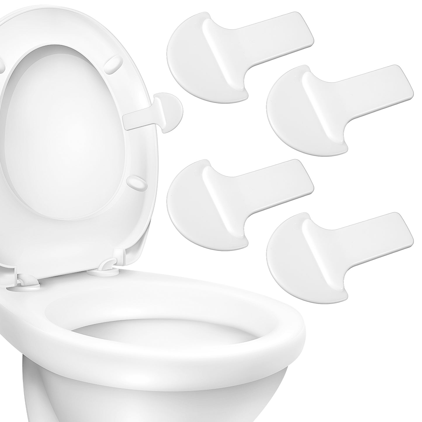 Mabor 4 Pack Toilet Seat Lifter Adhesive Toilet Lid Cover Lifter Handle Sticky Lifters Avoid Touching Lift Tools for Bathroom Home Travel Office Hotel Accessories