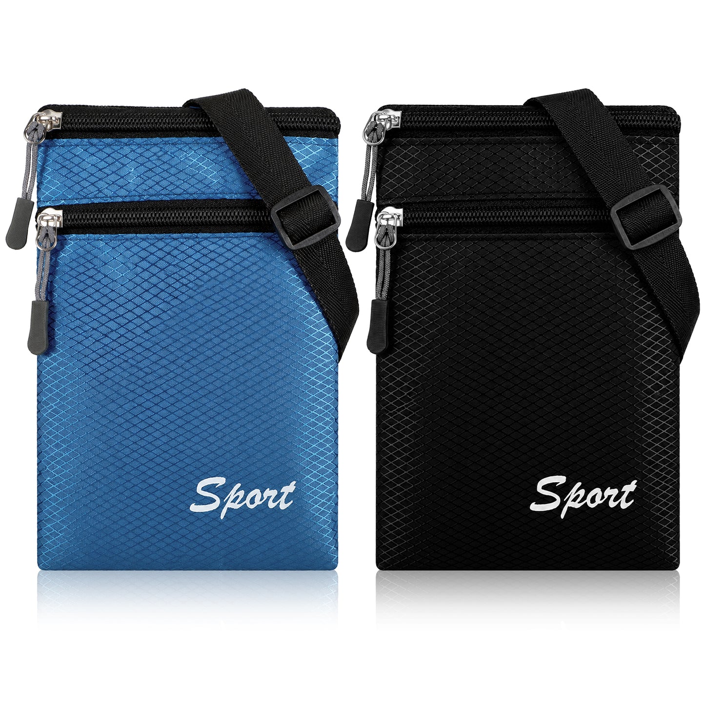 Shimmeroo Cell Phone Crossbody Bag, 2Pcs Crossbody Phone Purse with 2 Zipper Pouch, Compact Shoulder Purses Mini Handbag Wallet Storage Organizer for Cellphone Coin Key Men Women