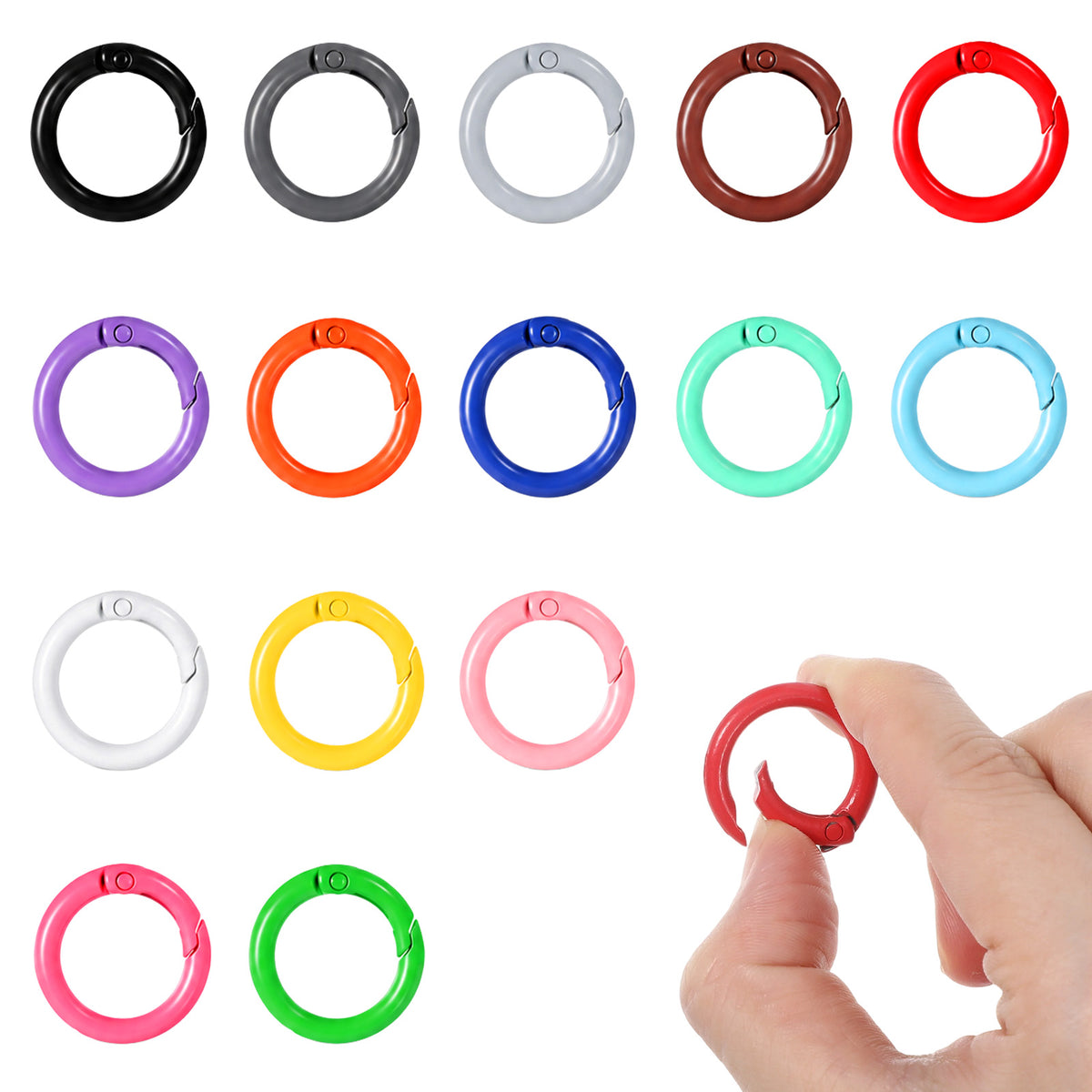 Matwsec 15PCS Round Carabiner 25mm Small Circle Carabiner