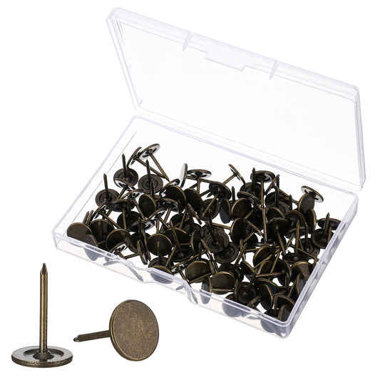 Ymapinc 100pcs Flat Thumb Tacks, Vintage Metal Heavy Duty Push Pins for Cork Board, Wood Push Pins for Home Office Worker Use, DIY Crafts Projects