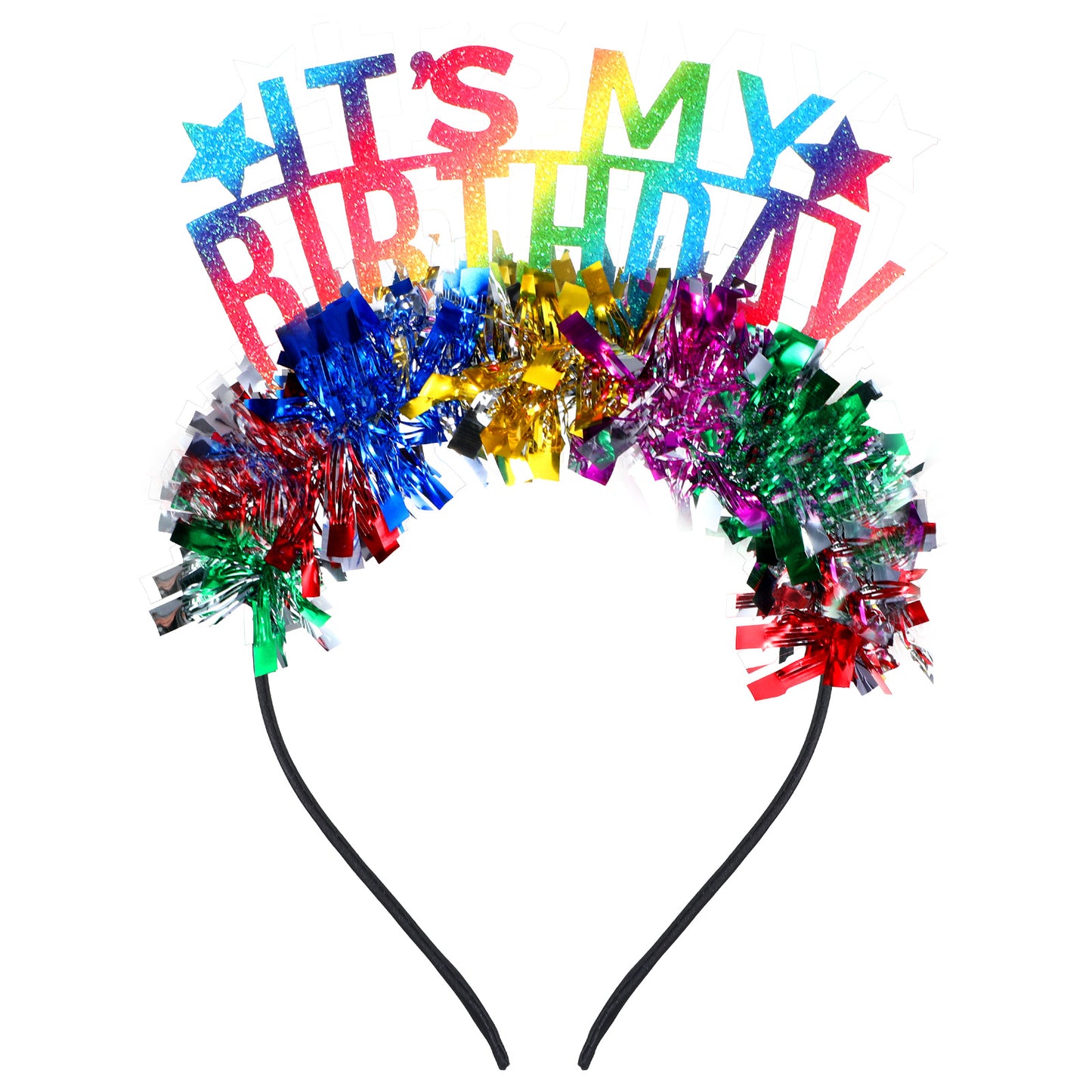 Nogeqi 1 Pcs Birthday Headband with Rainbow Bling Crown for Women Glitter Crown Tiara Headband Accessory for Women and Girls Sweet Birthday Decorations and Gifts