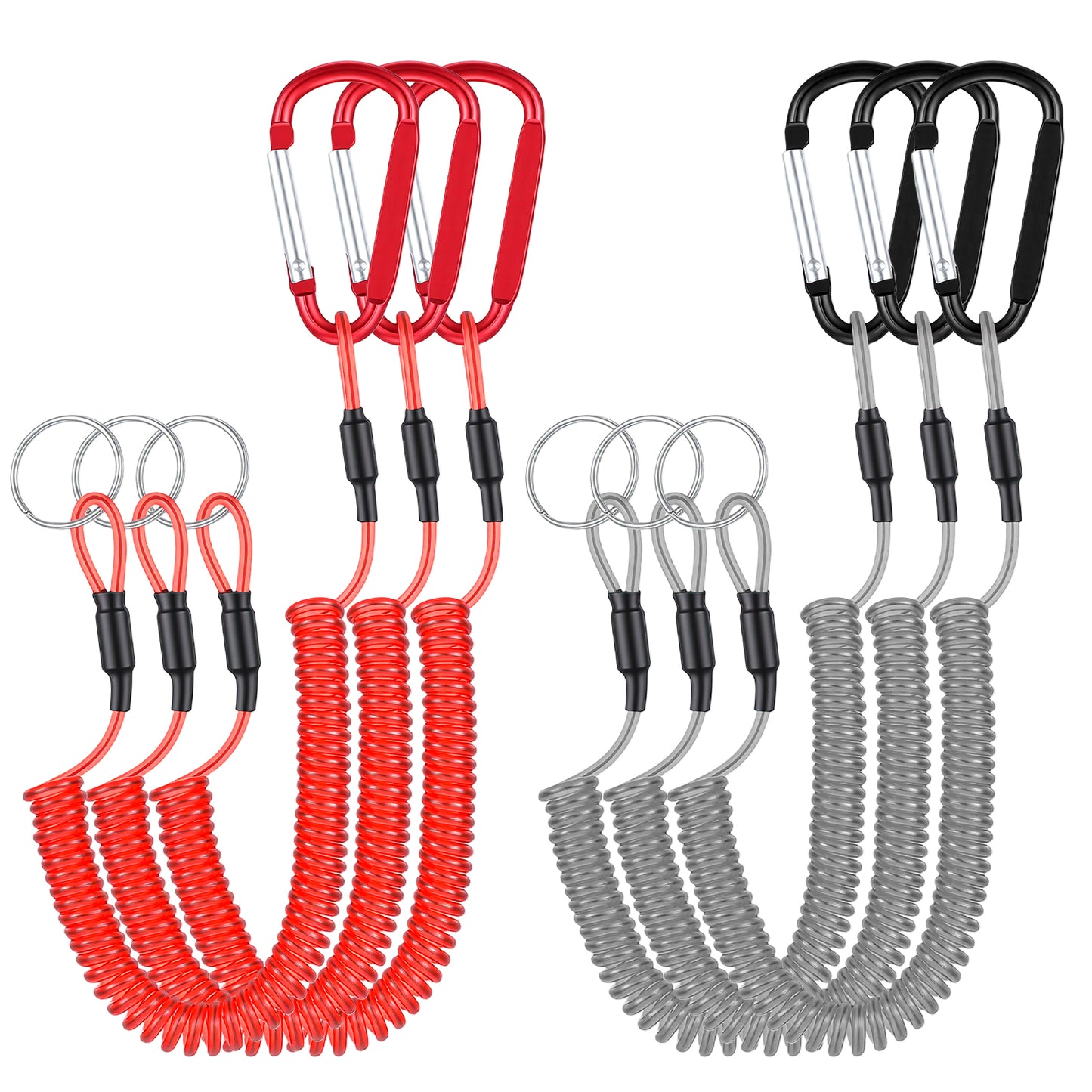 Mabor 6PCS Retractable Tool Lanyard, Heavy Duty Coiled Fishing Lanyard with Carabiner, Anti-Loss Hand Tool Tether for Outdoor Gear