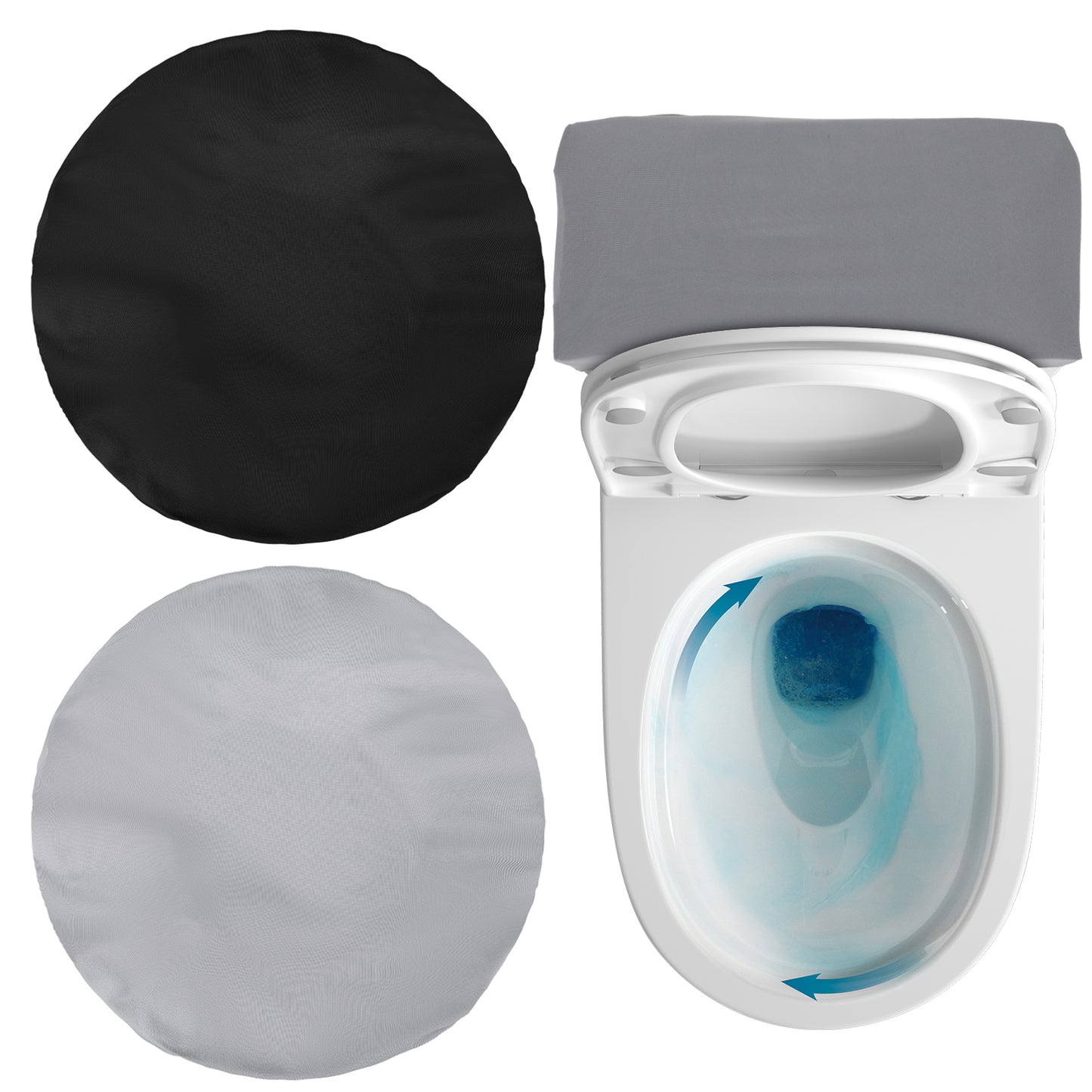 2 PCS Toilet Tank Cover Black Gray Toilet Tank Lid Cover Universal Toilet Top Cover, Washable Toilet Tank Lid Soft and Absorbent Replacement Cover with Elastic Bottom for Bathroom Decor Accessories