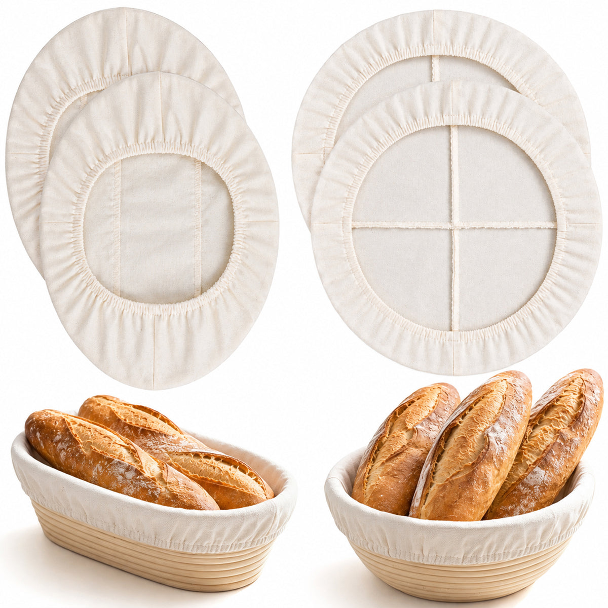 4 Pcs Banneton Liner Bread Proofing Cover Cotton Banneton Sourdough Cover