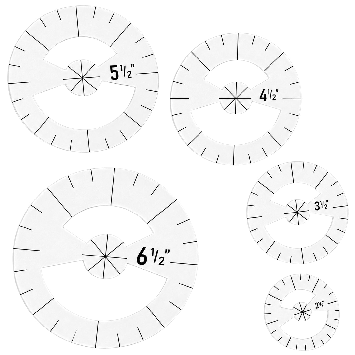 Chsoejuf 5PCS Acrylic Circle Template 5 Sizes Clear Quilting Stencil