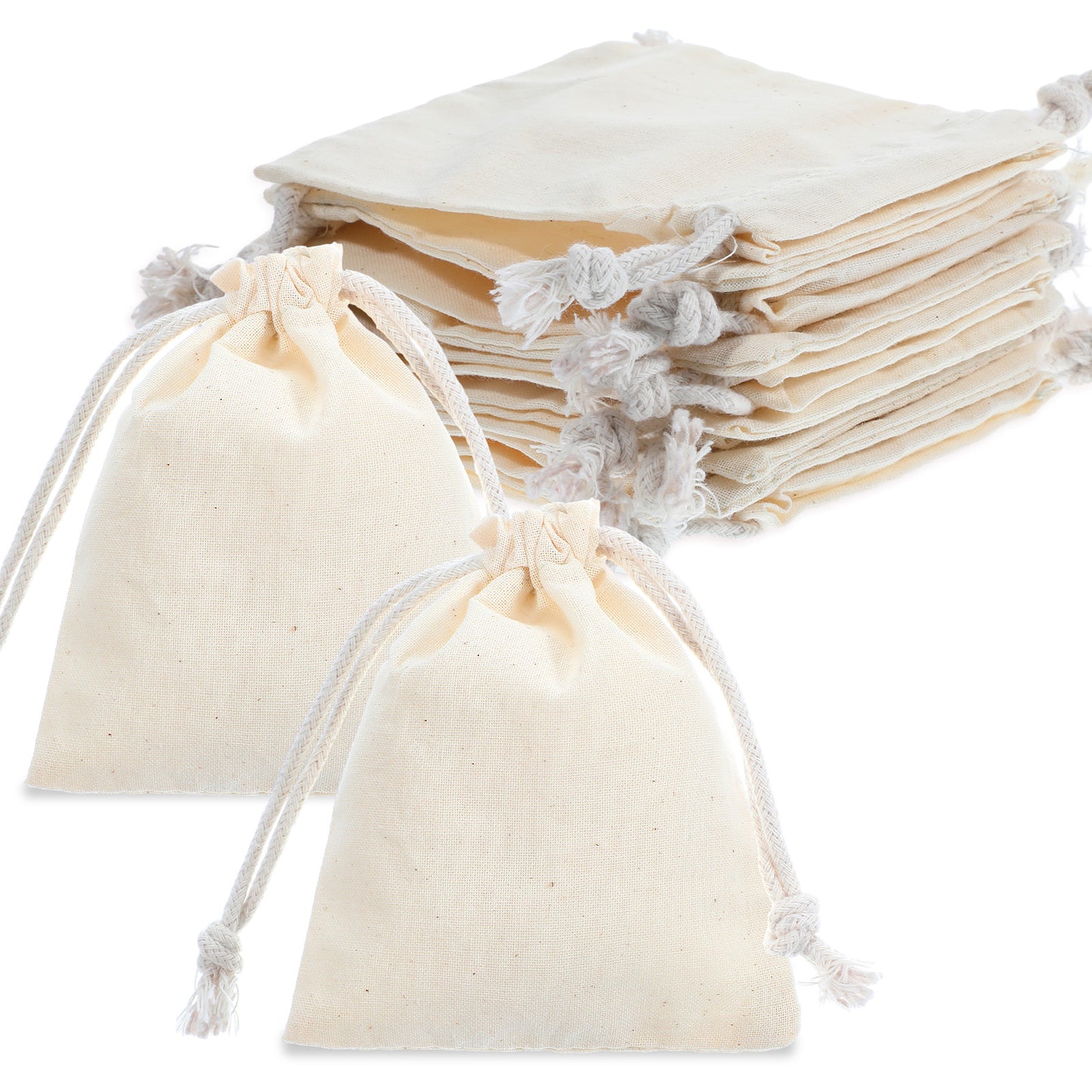Tyqour 10pcs Muslin Bags, 12x10cm Inch Small Cloth Drawstring Bag Pouch, Small Jewelry Gift Drawstring Bag, Reusable Mini Cotton Canvas Bags for Party Favors Wedding Wrapping