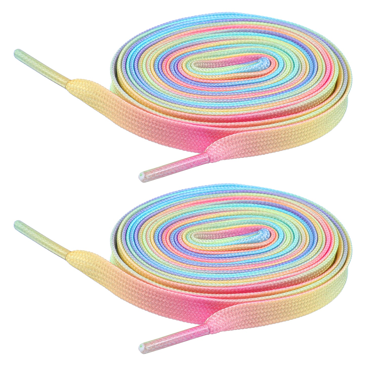 Mabor 2 Pairs Colorful Rainbow Shoelaces for Sneakers- 47.2Inch Long, 8mm Wide Flat Shoe Laces Replacement
