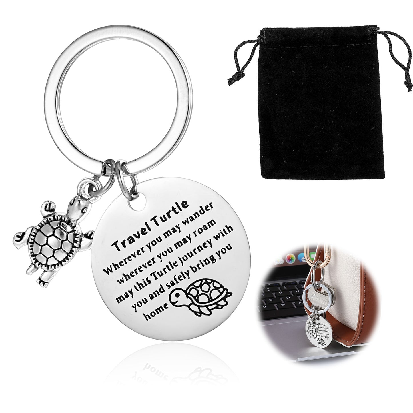 Travel Turtle Keychain Gifts, Cute Turtle Key Chain for Women Girls, Funny Animal Keychain with Tortoise for Birthday Originality Sea Turtles Pendant Charms