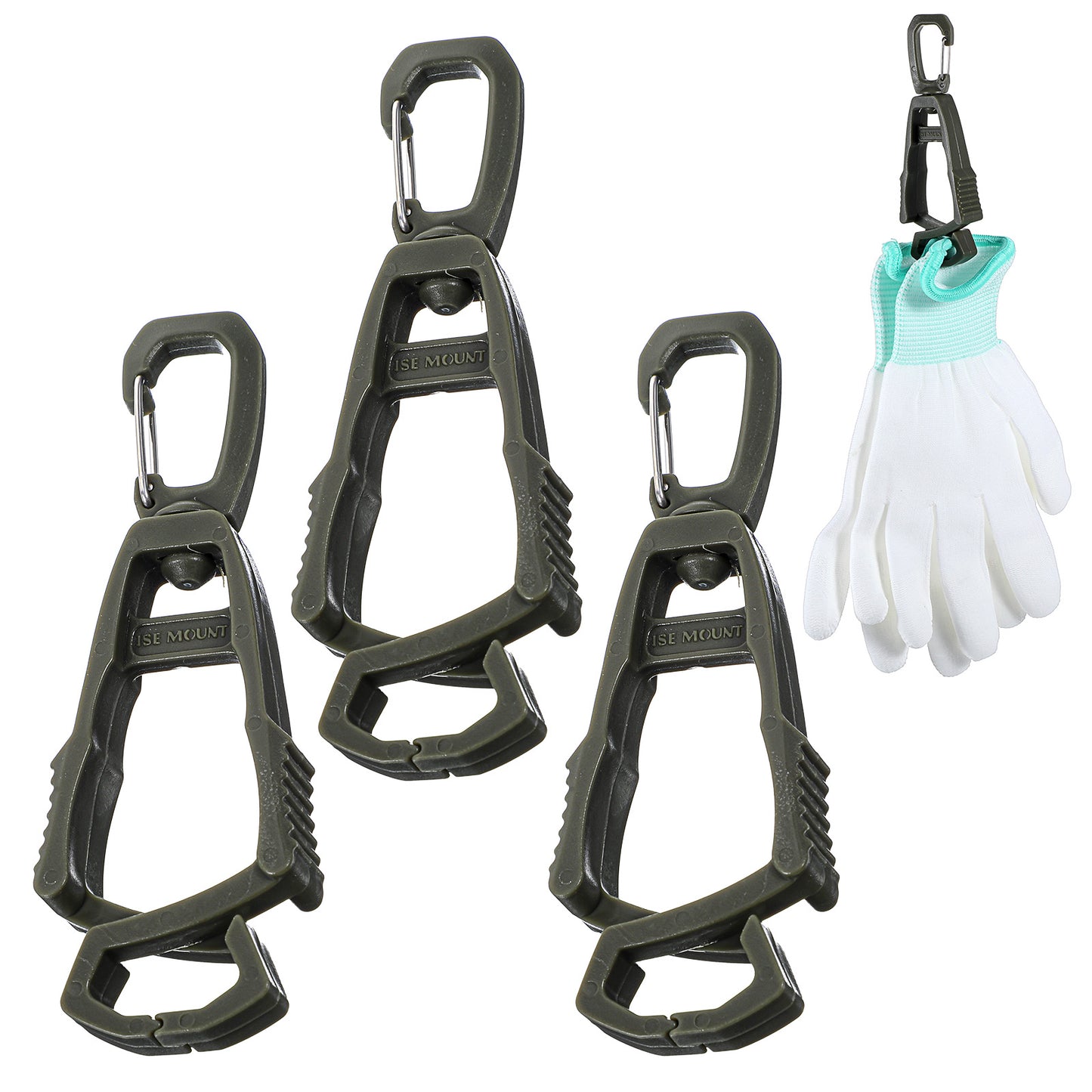 Mabor 3Pcs Glove Clips for Work Glove Holders, Work Glove Holder for Duty Belt, Belt Grabber Clip for Construction Worker(Green)
