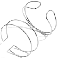 Xinjoduz 2 PCS Arm Cuff Bracelet for Women, Gold Arm Cuff Upper Arms Layered Cuffs Bangle Bracelet, Adjustable Minimalist Coil Armband Stackable Jewelry for Summer Beach, 2 Styles(Silver)