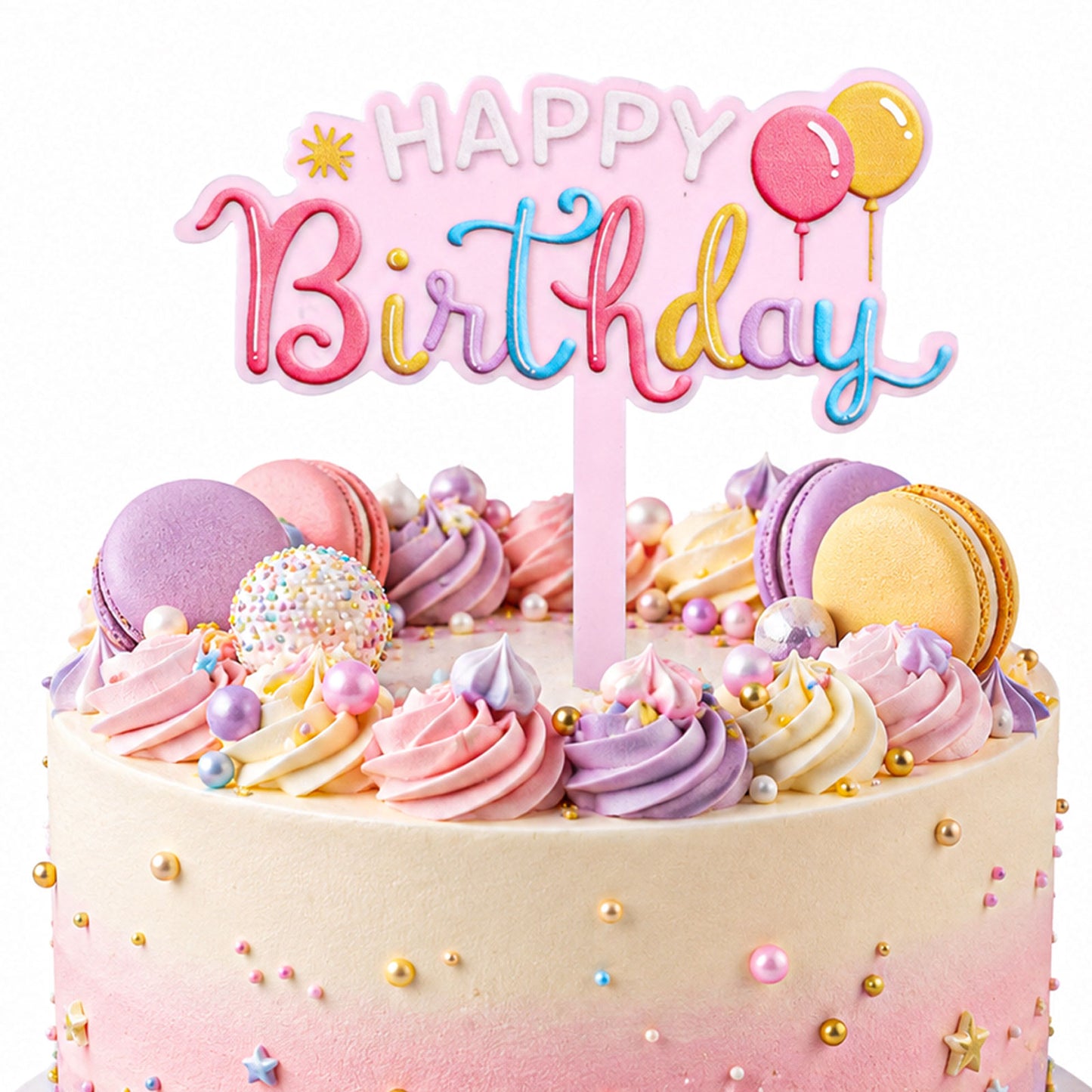 Ouligay 1 PCS Happy Birthday Cake Toppers Decorations Durable Acrylic Cake