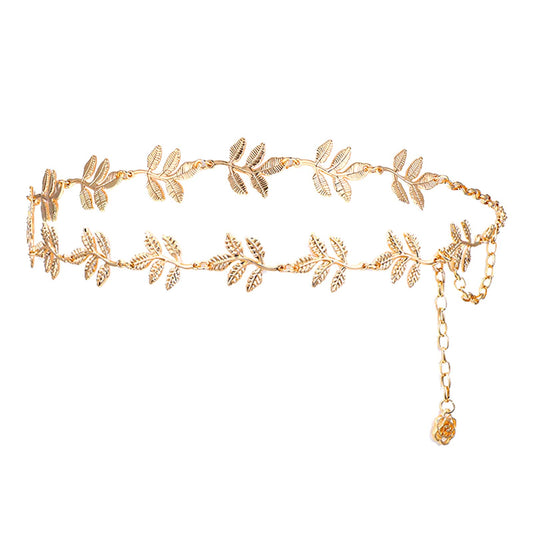 Women Gold Leaf Belt Metal Waist Chain 39.7 Inch Body Belly Belt Chains Vintage Jewelry Accessories Women's Boho Waists Skinny for or Dresses Jeans Trousers Country Concert Outfit Ladies Gifts