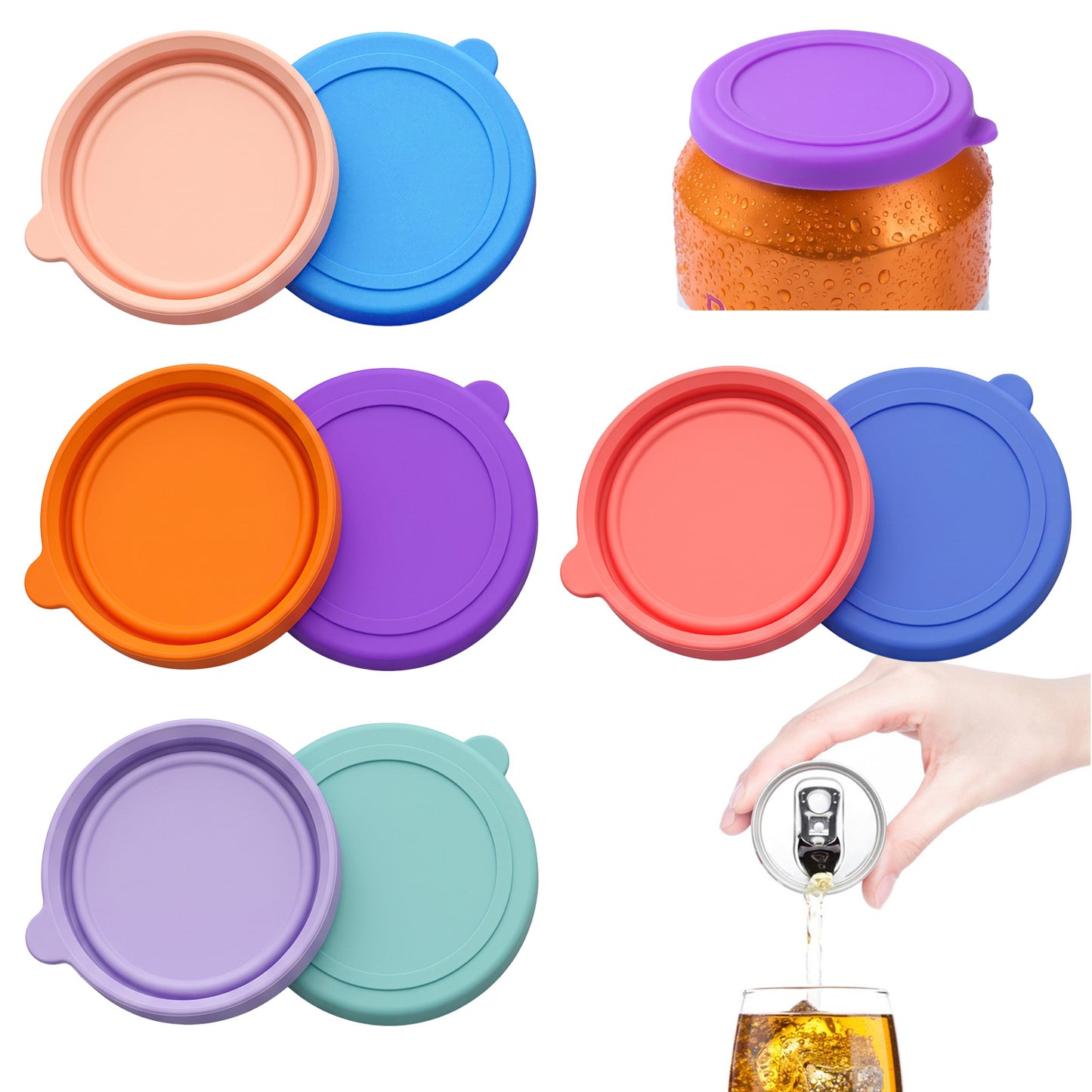 Sorcristy Silicone Soda Can Lids, 8 Packs Reusable Can Covers