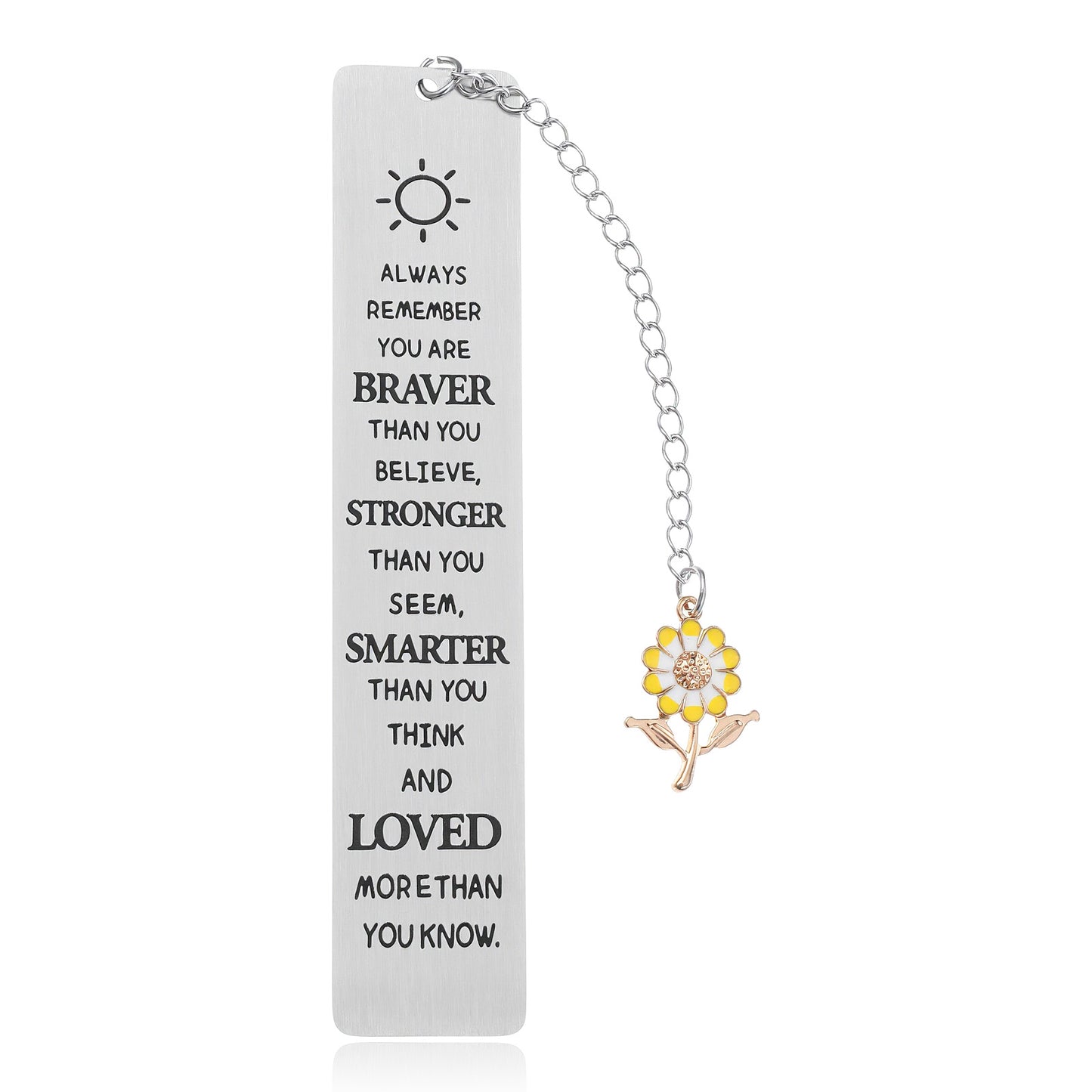 Nogeqi Inspirational Bookmarks with Sunflower Chain, Sunflower Gifts for Women, Book Markers for Reading, Gifts for Book Lovers Back to School Graduation Gift, Christmas