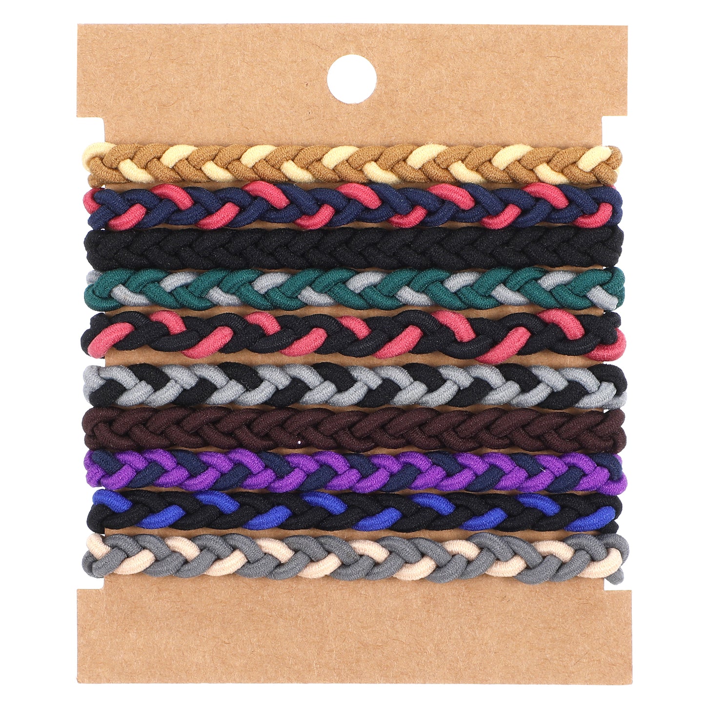 10Pcs Braided Hair Ties For Thick Elastic Flat Man Bun Hair Tie No Crease Hair Coils Hair Ties Ponytail Holders For Men's Buns & Women's Long Hair Thick Curly Hair