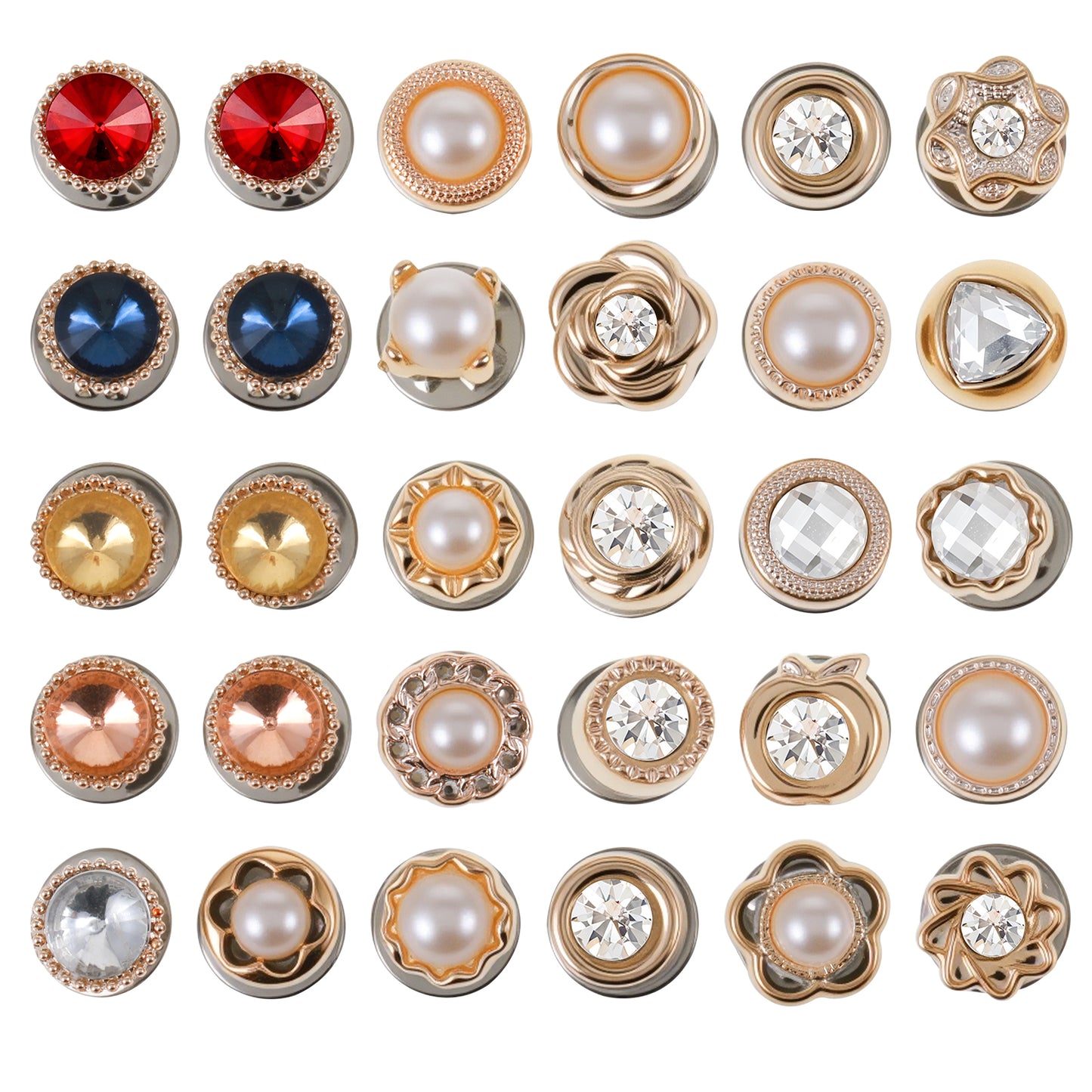Mabor 30 Sets No-Sew Pearl Buttons, No Sew Buttons, Cover Up Button, Decorative Pearl Brooch Fixed Pins for Shirts Blouses Dresses Shawls Decorations DIY Crafts for Women, 10mm