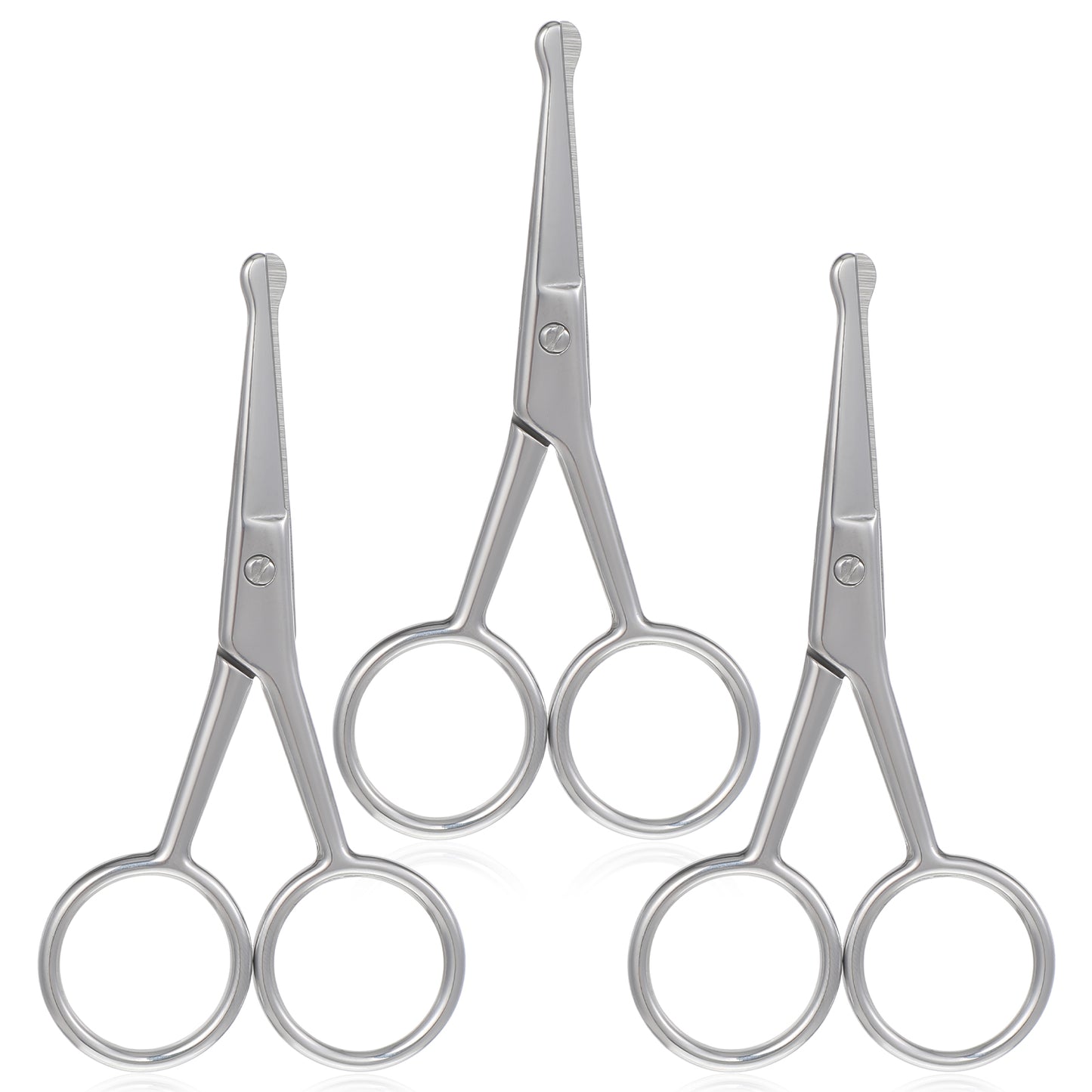 3 pcs Nose Hair Scissors Rounded Tip Scissors, Nose Hair Trimmer for Women, Stainless Steel Facial Trimming for Eyebrows, Noses, Moustache, Beard Grooming (Silver)