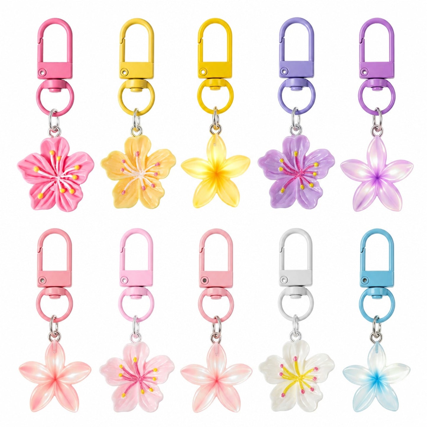Nogeqi 10 Pcs Flower Keychain, Small Cute Keychains for Women