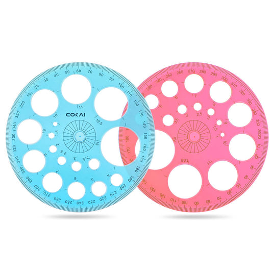 Ymapinc 2Pcs Circle Template for Drawing, Plastic Circle Stencil Geometric Circle Ruler for Drafting Painting, Large Small Circle Drawing Tool for School Office Supplies