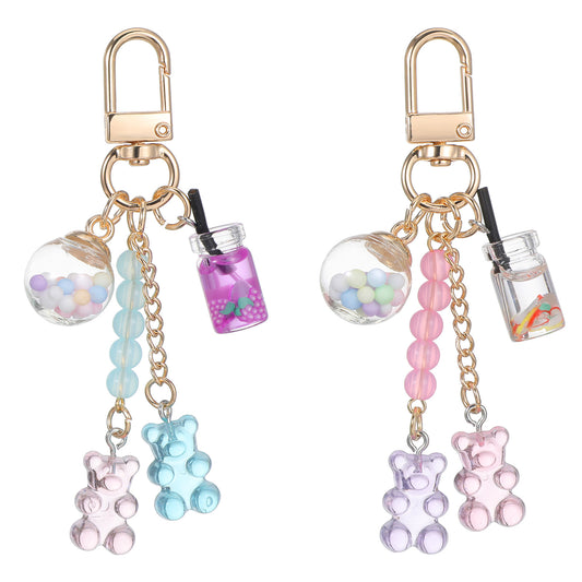 Ymapinc 2Pcs Cute Keychain Charms,Bag Charm Cute Bear Key Pendant Candy Pendant Keychain Accessories Keyring Charms for Wallets,Car Keys,backpack Tote Bags