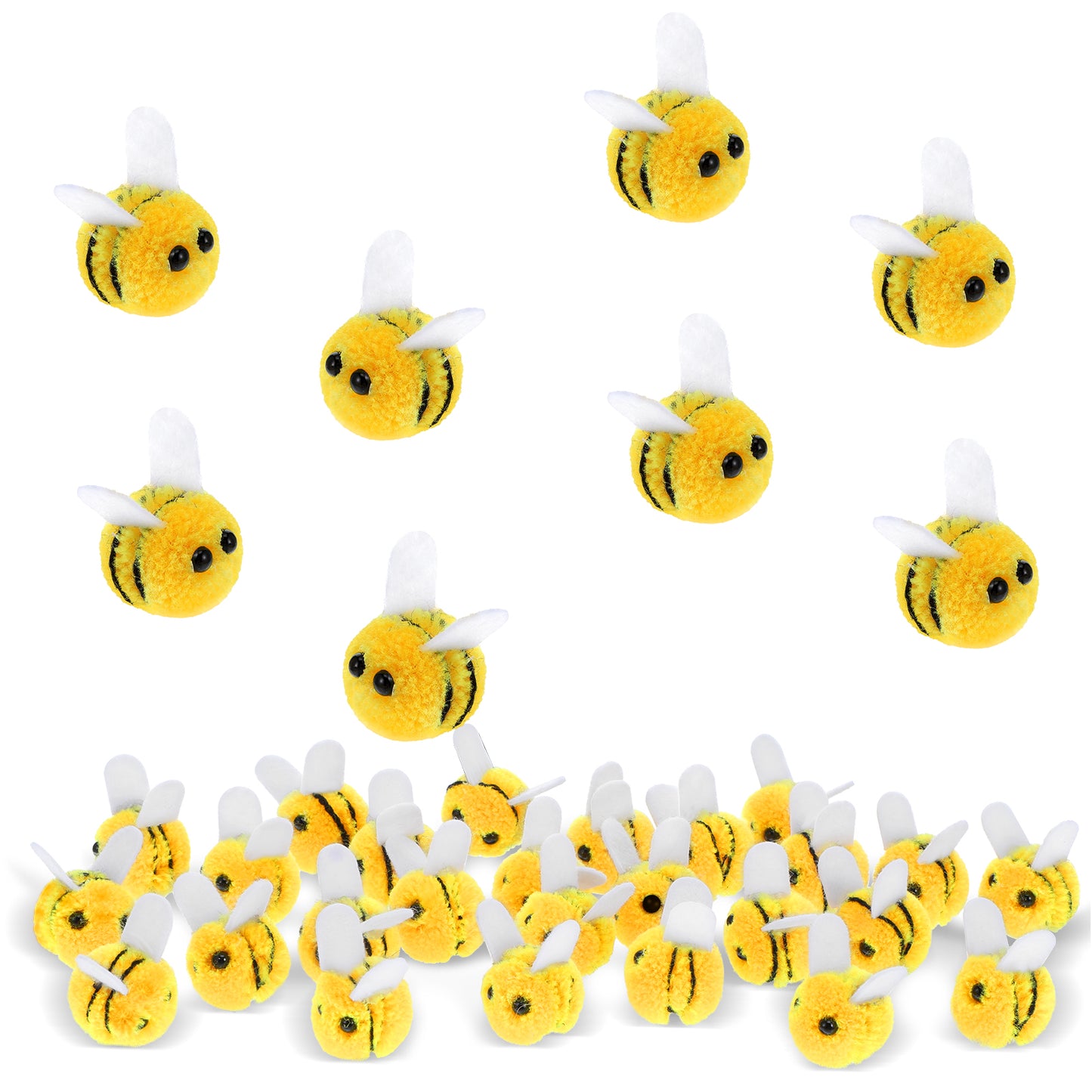 Ymapinc 28 PCS Felt Bees Wool Crafts Animals Fake Bees Felt Balls Little Tiny Small Mini DIY Clothing Hat Home Decoration Toy Animal Theme