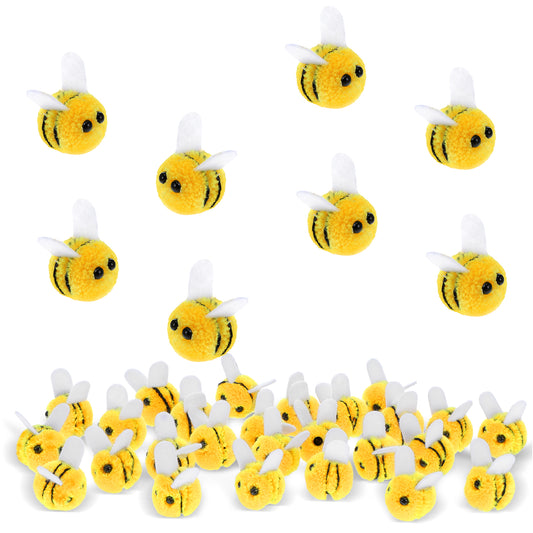 Ymapinc 28 PCS Felt Bees Wool Crafts Animals Fake Bees Felt Balls Little Tiny Small Mini DIY Clothing Hat Home Decoration Toy Animal Theme