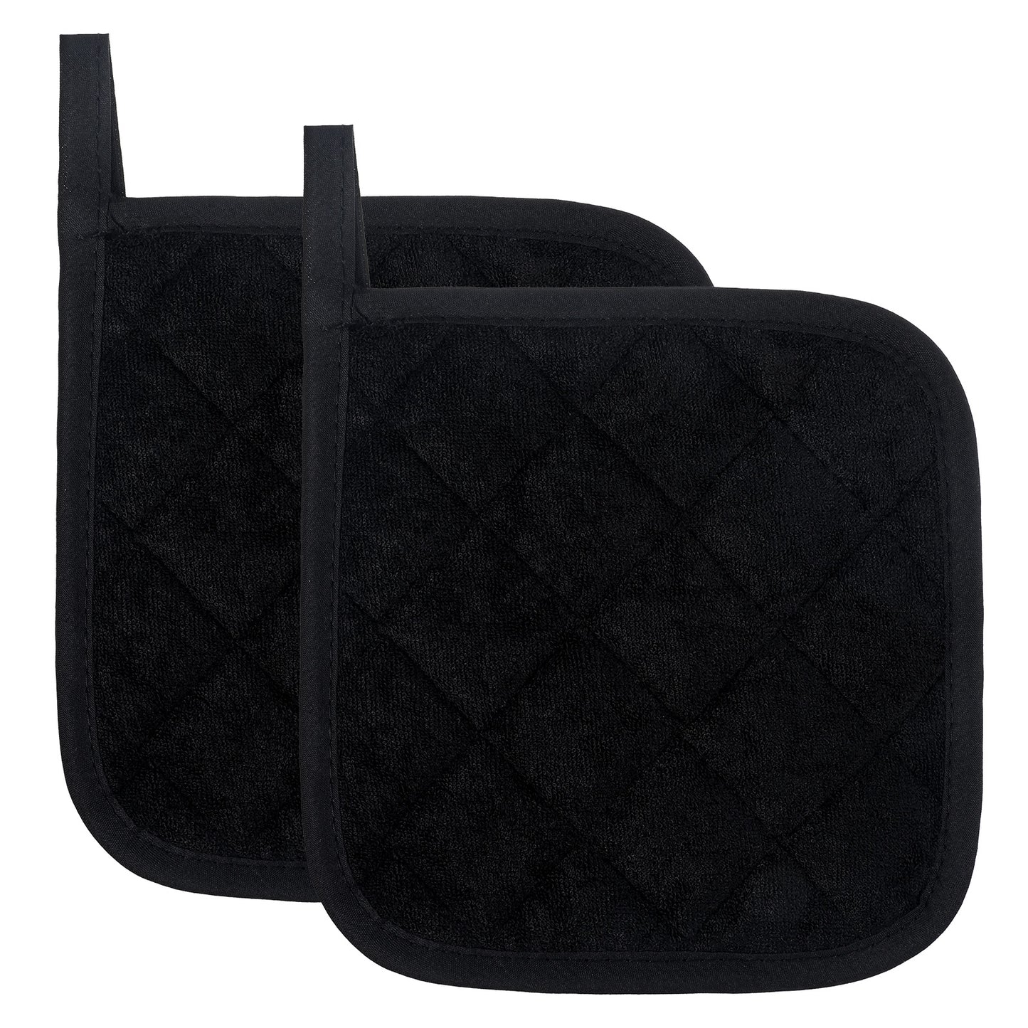 2 Pcs Potholder Pot Holders, Ymapinc Heat Resistant Mats for Kitchen Countertop Durable Pot Holders and Oven Mitts (Black) 17"X17"