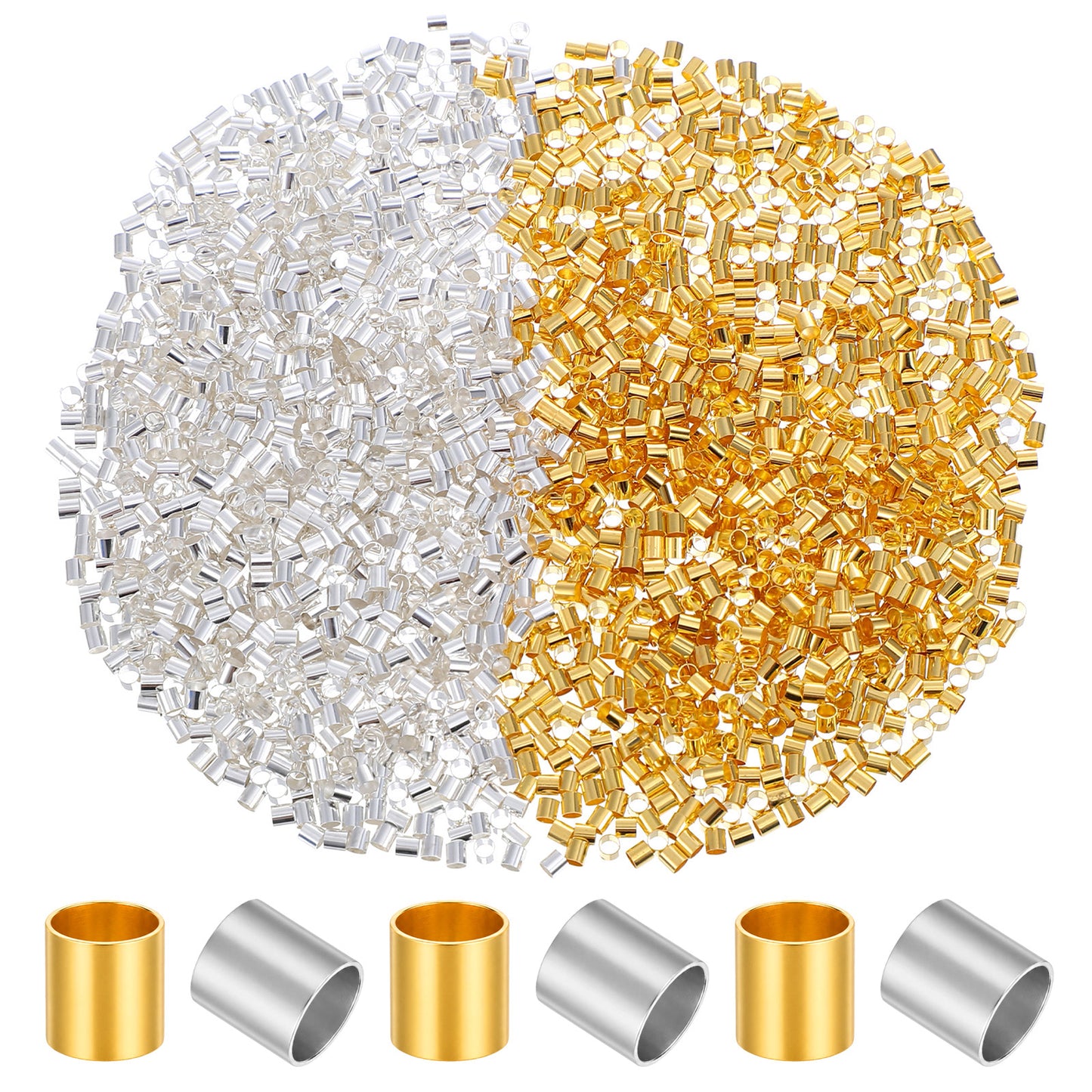 Matwsec 1000PCS Crimp Beads for Jewelry Making 2mm Crimping Beads