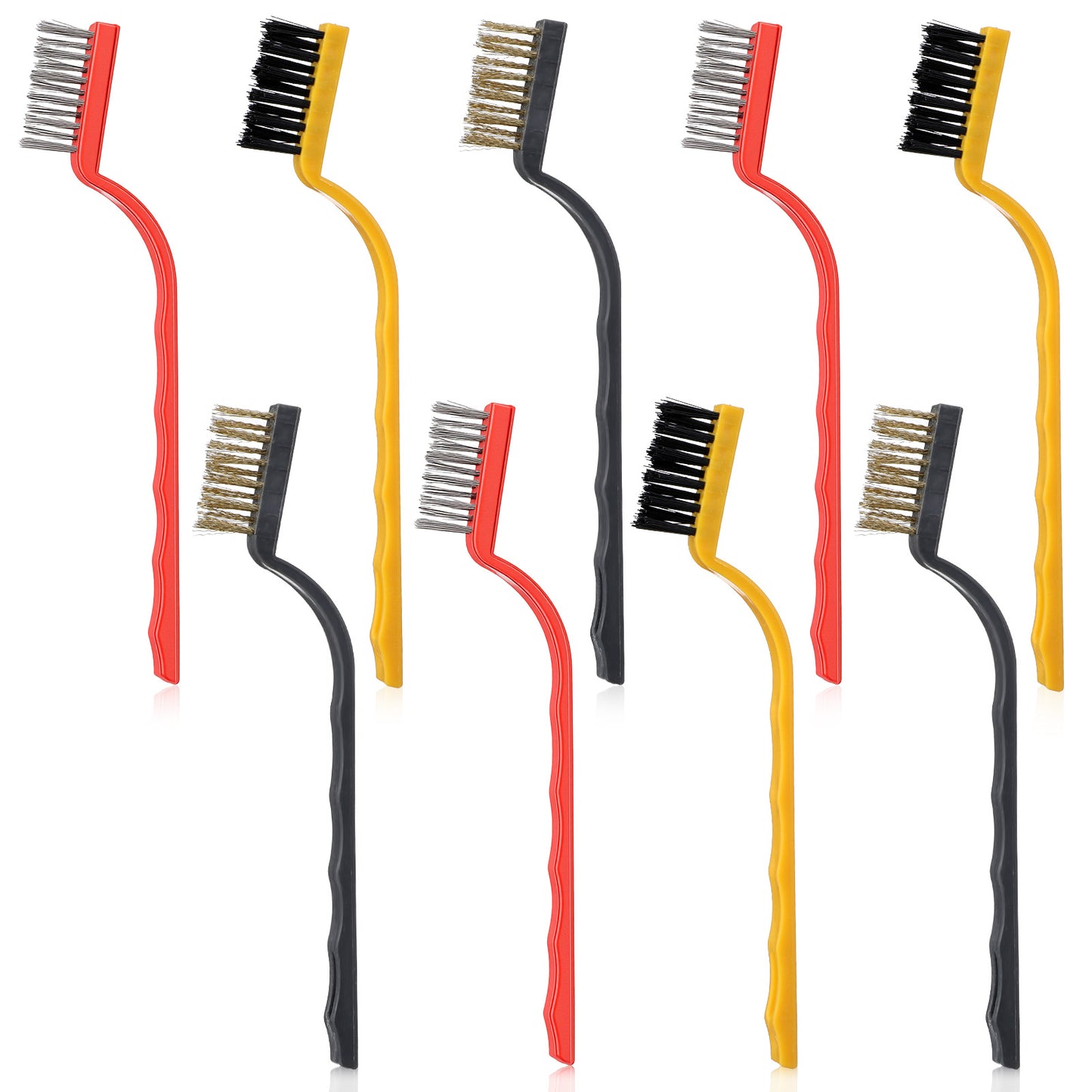 Small Cleaning Brush Kitchen Brush Set, 9PCS, Yellow, Red, Black, Ideal for Cleaning Pots, Stoves, Stubborn Stains, Compact and Portable