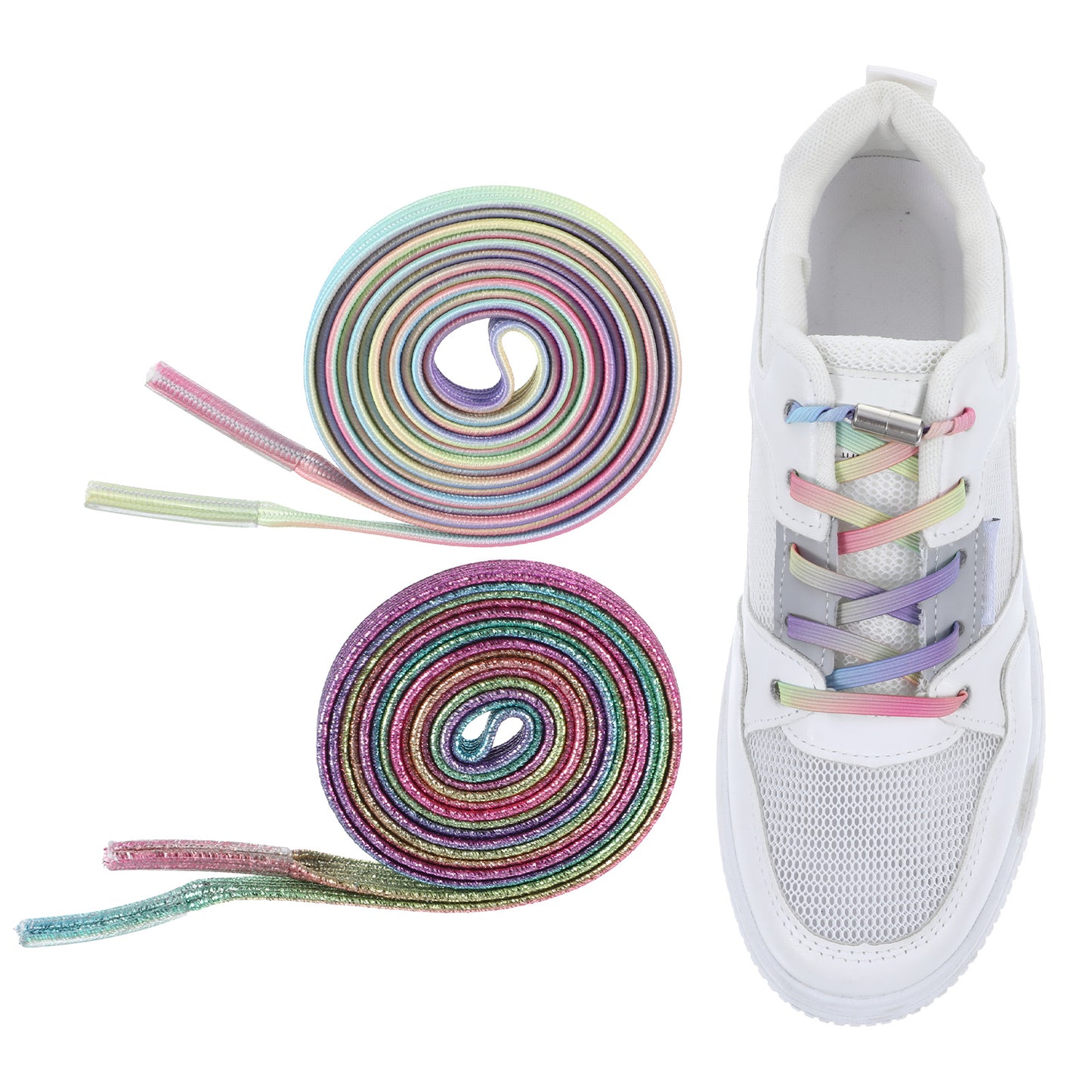 Ouligay Elastic Shoe Laces for Adults Elastic No Tie Flat Shoe Laces for Sneakers Men Women Kids Tieless Strings Stretch Shoelaces, Radiant Colors (4 Pairs)